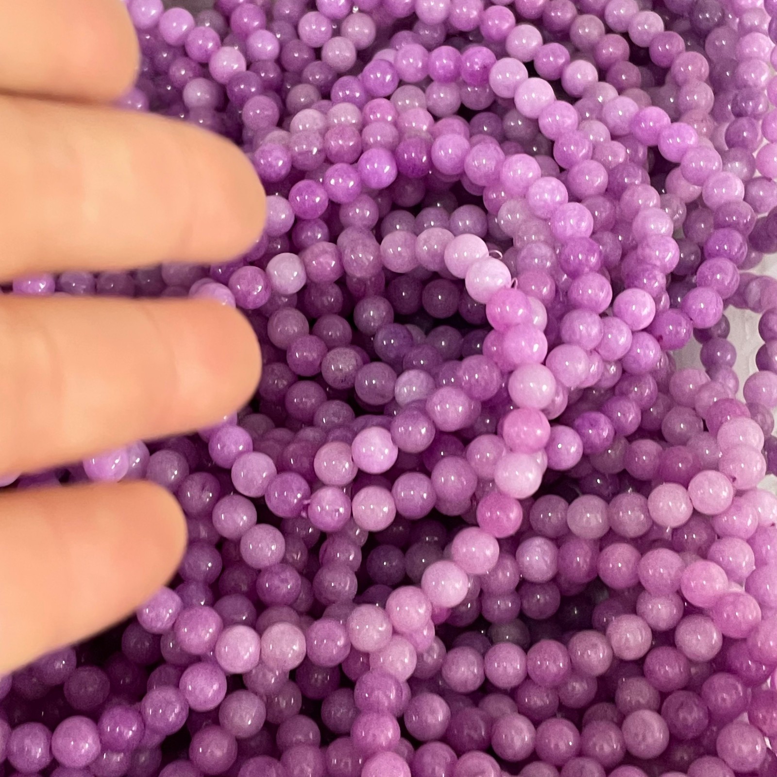 10pcs Kunzite Beads Purple Crystal Healing Reiki Infused Gemstone Size 6mm