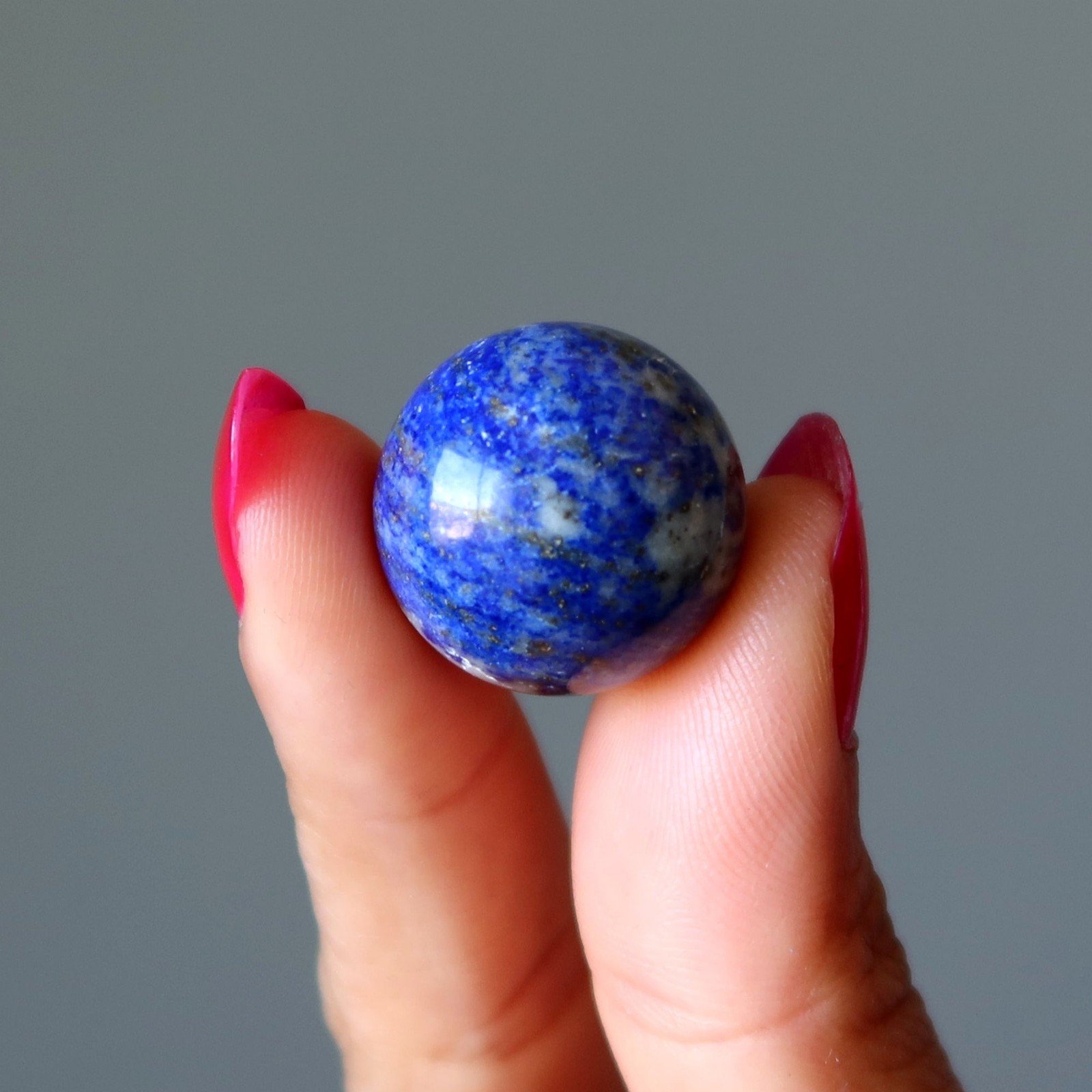 Lapis Lazuli Sphere Blue Mini Portable Crystal Ball Calcite Pyrite Marble Stone