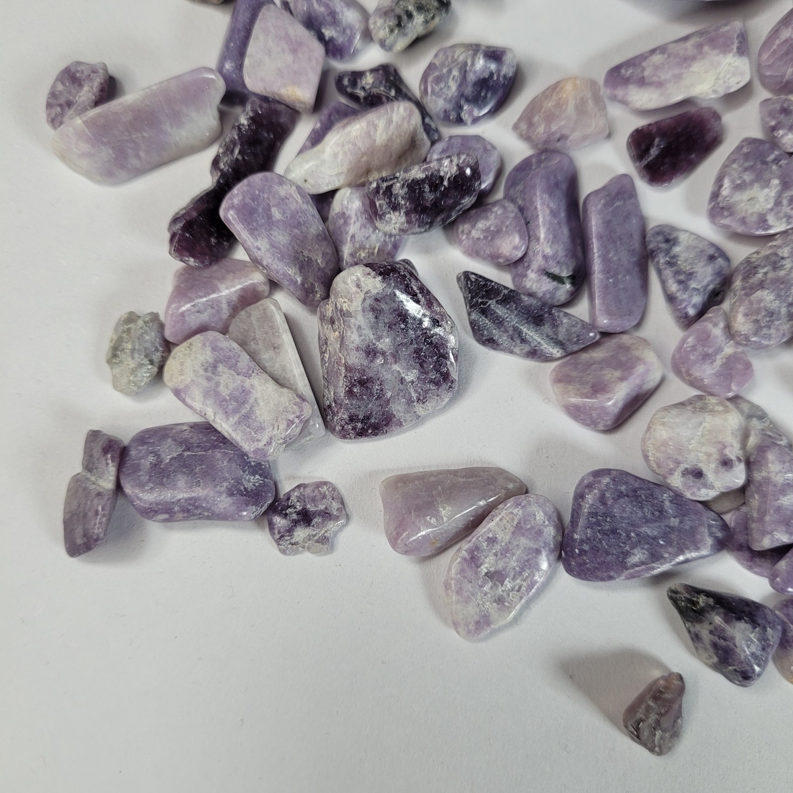 Lepidolite Stone Tumbles in Vintage 4 oz Apothecary Glass Jar Purple Crystal