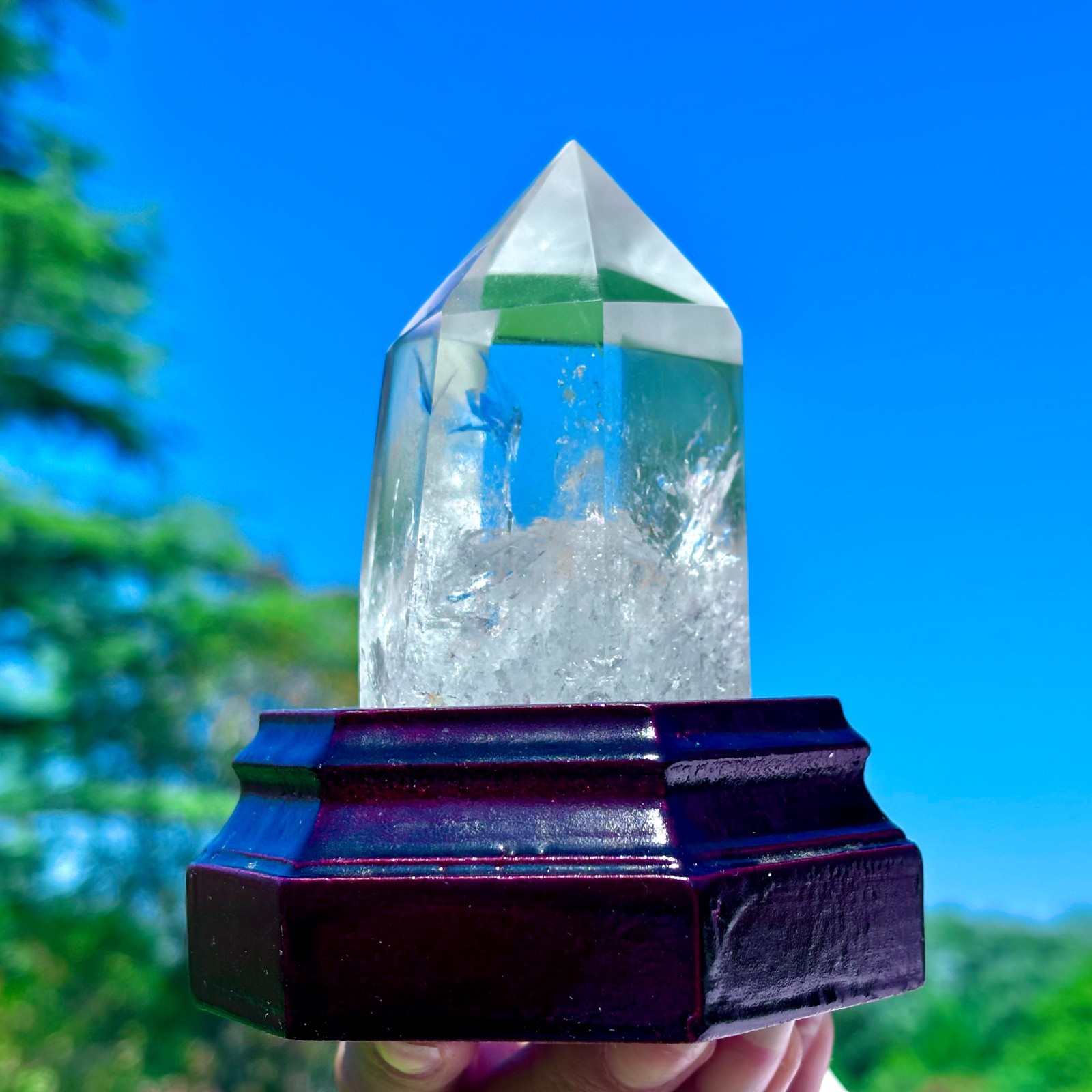 274G Natural Clear White Crystal Obelisk Transparent Quartz Energy Column Reik