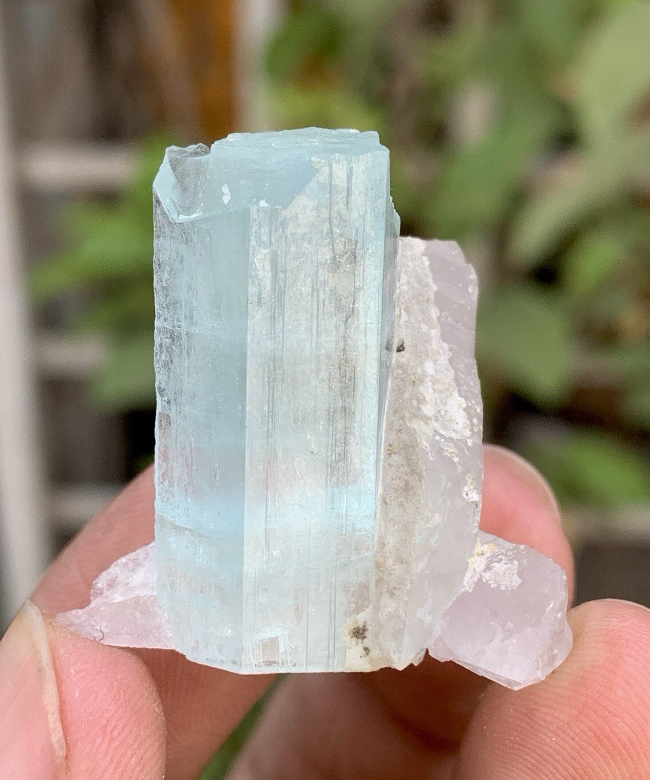 17 Gm Sky Blue Color Aquamarine Crystal With Quartz Specimen From Pakistan
