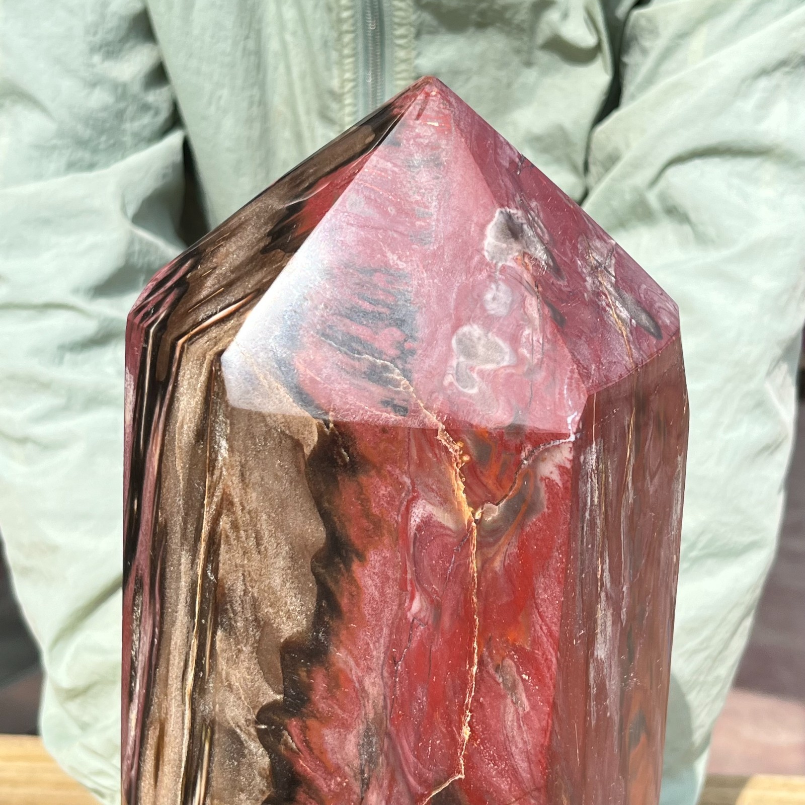 16.98LB Large Natural Polished Petrified Wood Obelisk Tower Crystal Reiki Decor