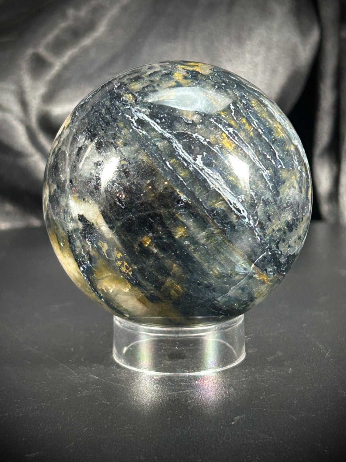 2.47″ Pietersite Sphere With Acrylic Stand 12.3 ounces (350 grams)