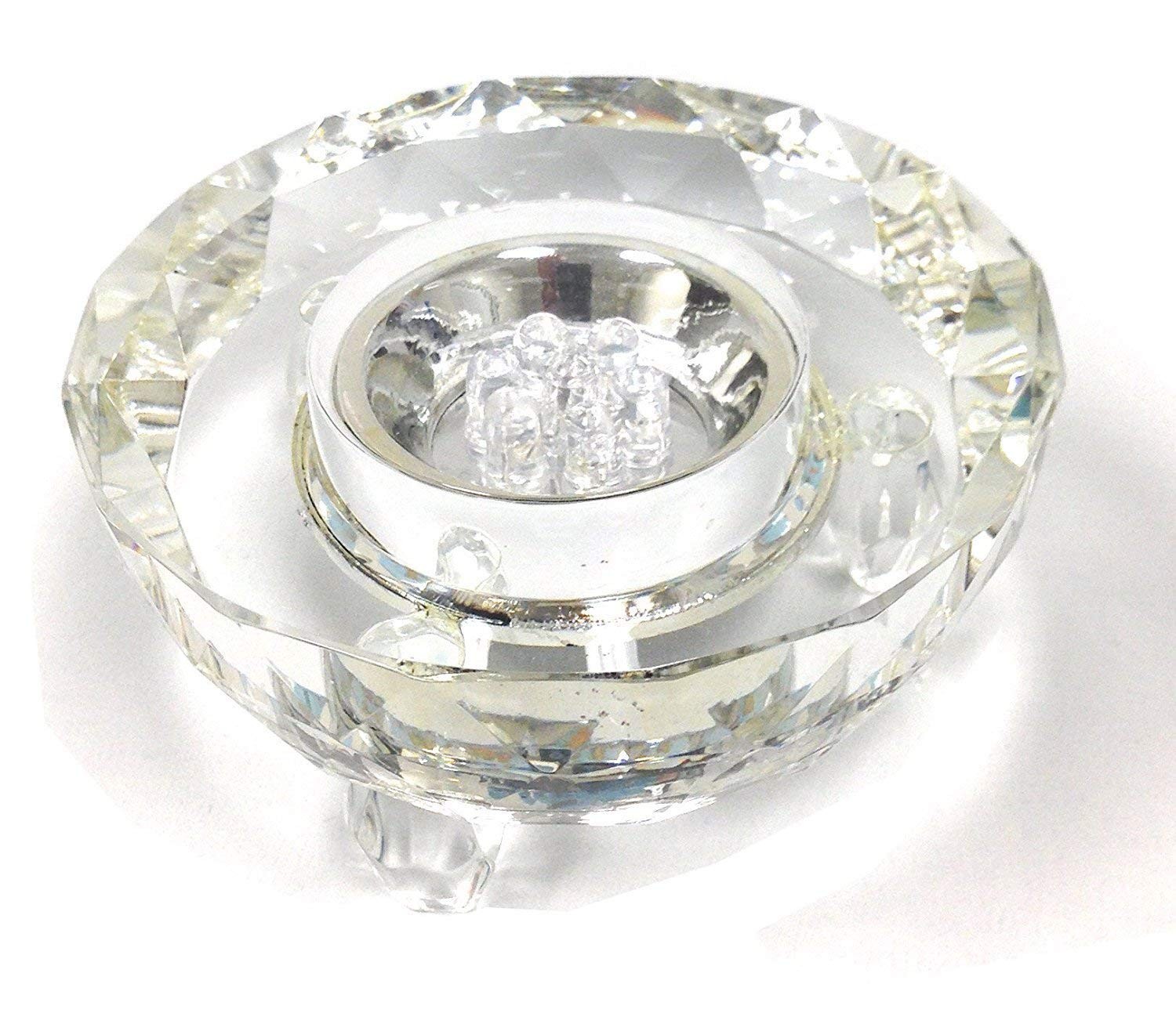 Round Crystal Display Stand 3″ x 3″ x 2″ – 4 Color LED Light Base