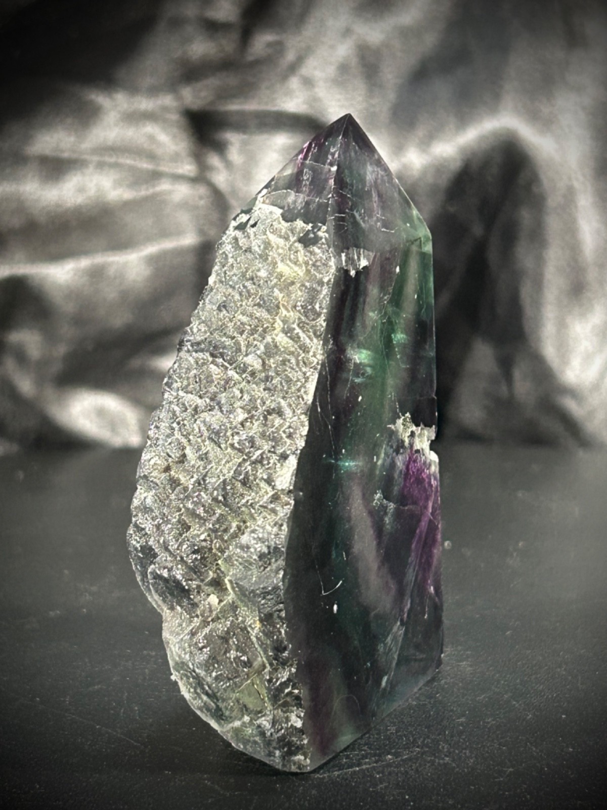 3″ Rainbow Fluorite 4 Polished/1 Rough Side Tower 6.3oz (179 grams)