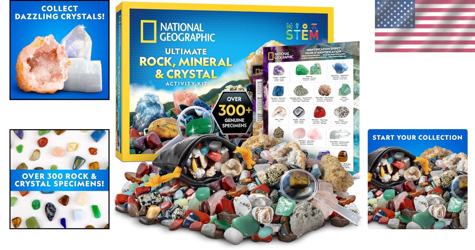 National Geographic Gemstones & Crystals Kit for Kids – 300+ Pieces of Discovery