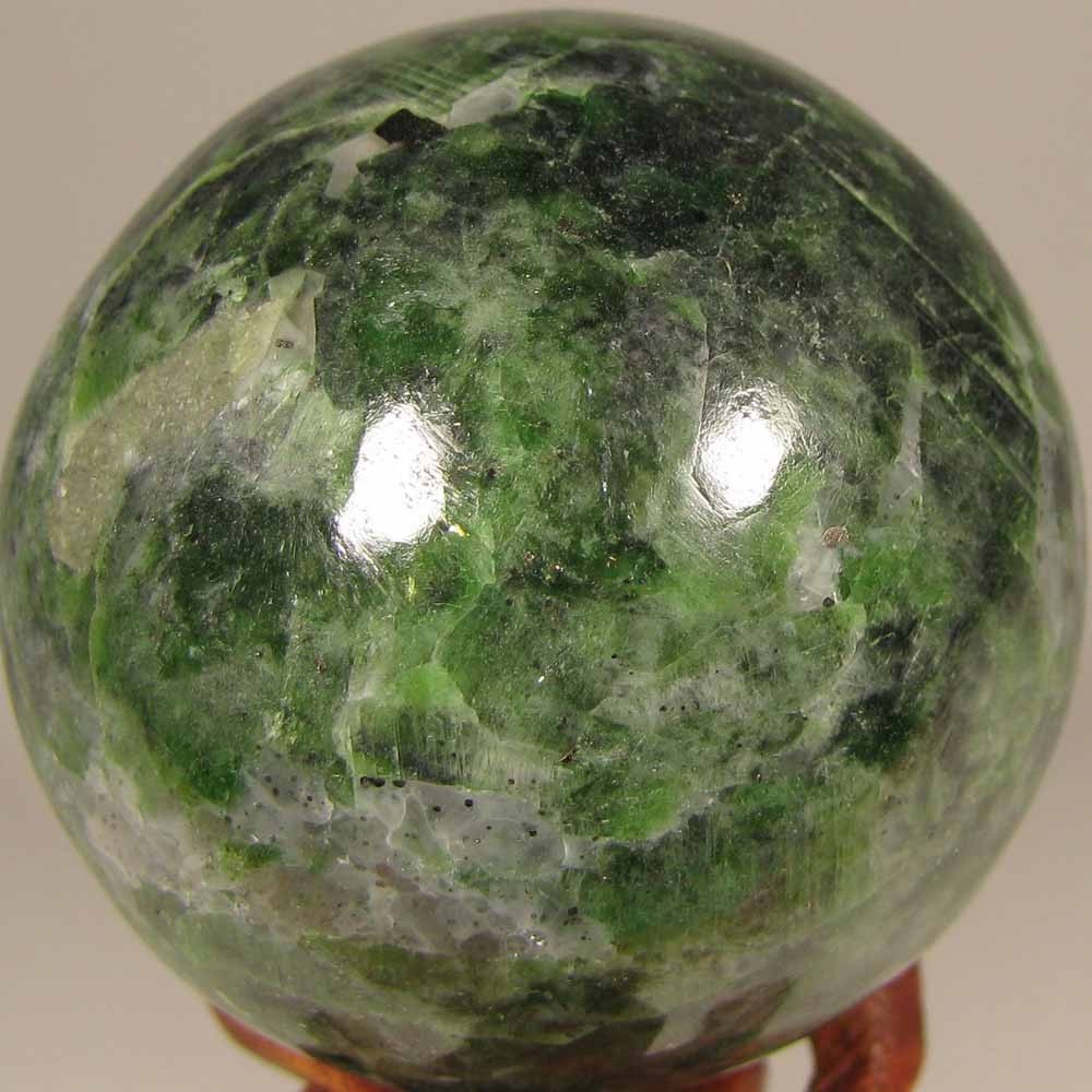 2″ Rare Green CHROME DIOPSIDE Gemstone Sphere w/ Stand – Siberia, Russia – 52mm