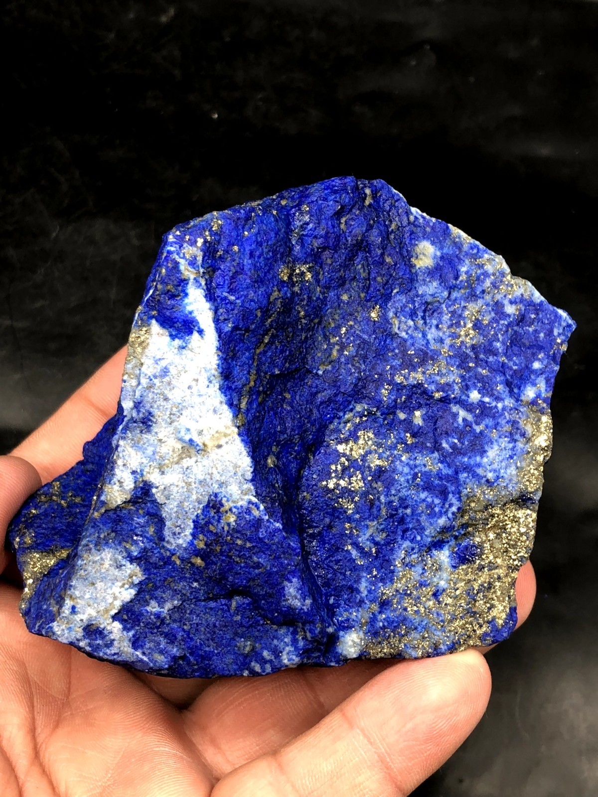 Natural Lapis Lazuli Rough 80mm Royal Blue Pyrite Crystal Mine Stone 564g J9…2
