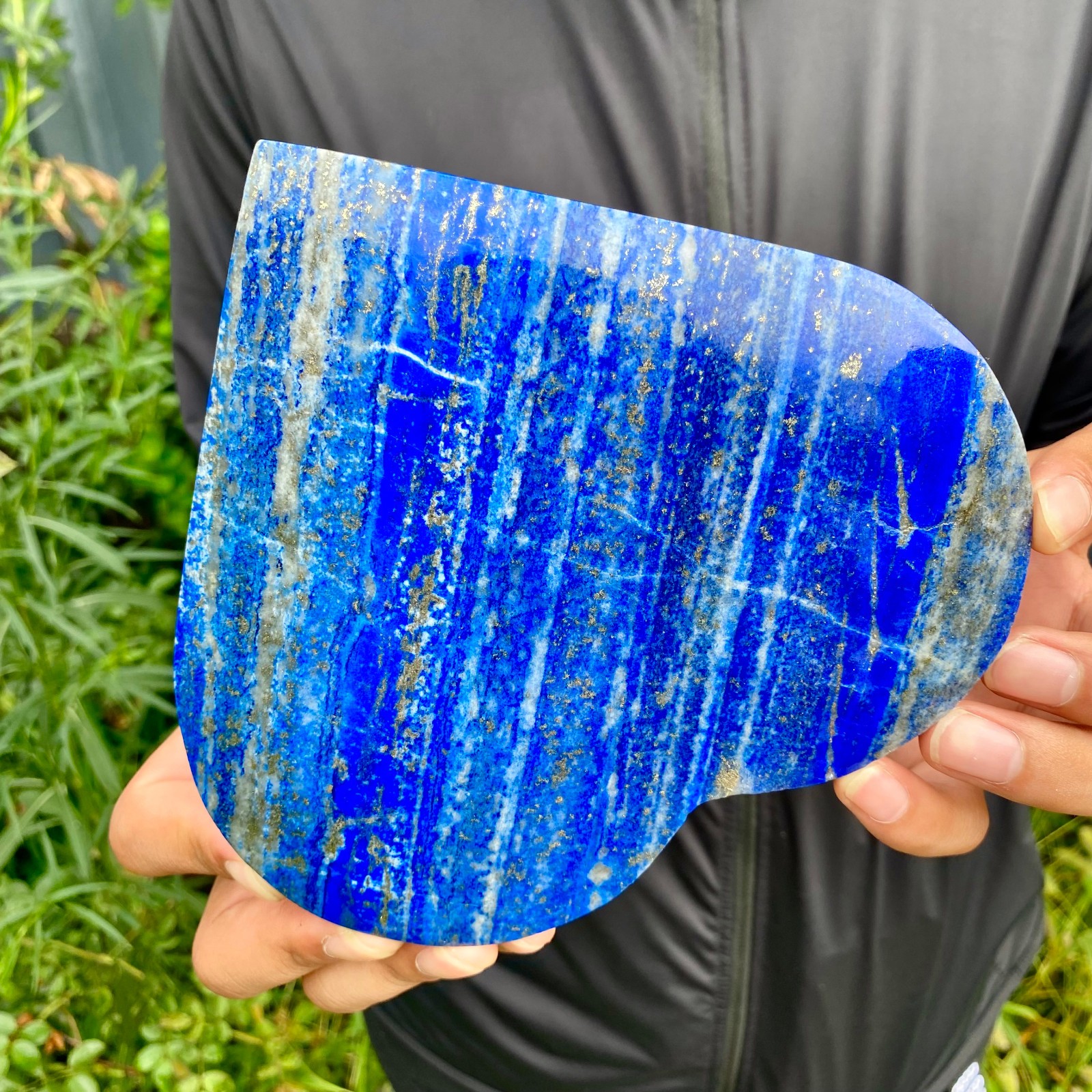 2.1LB Natural Polished Lapis Lazuli Heart Stone Chakra Healing Crystal Home De