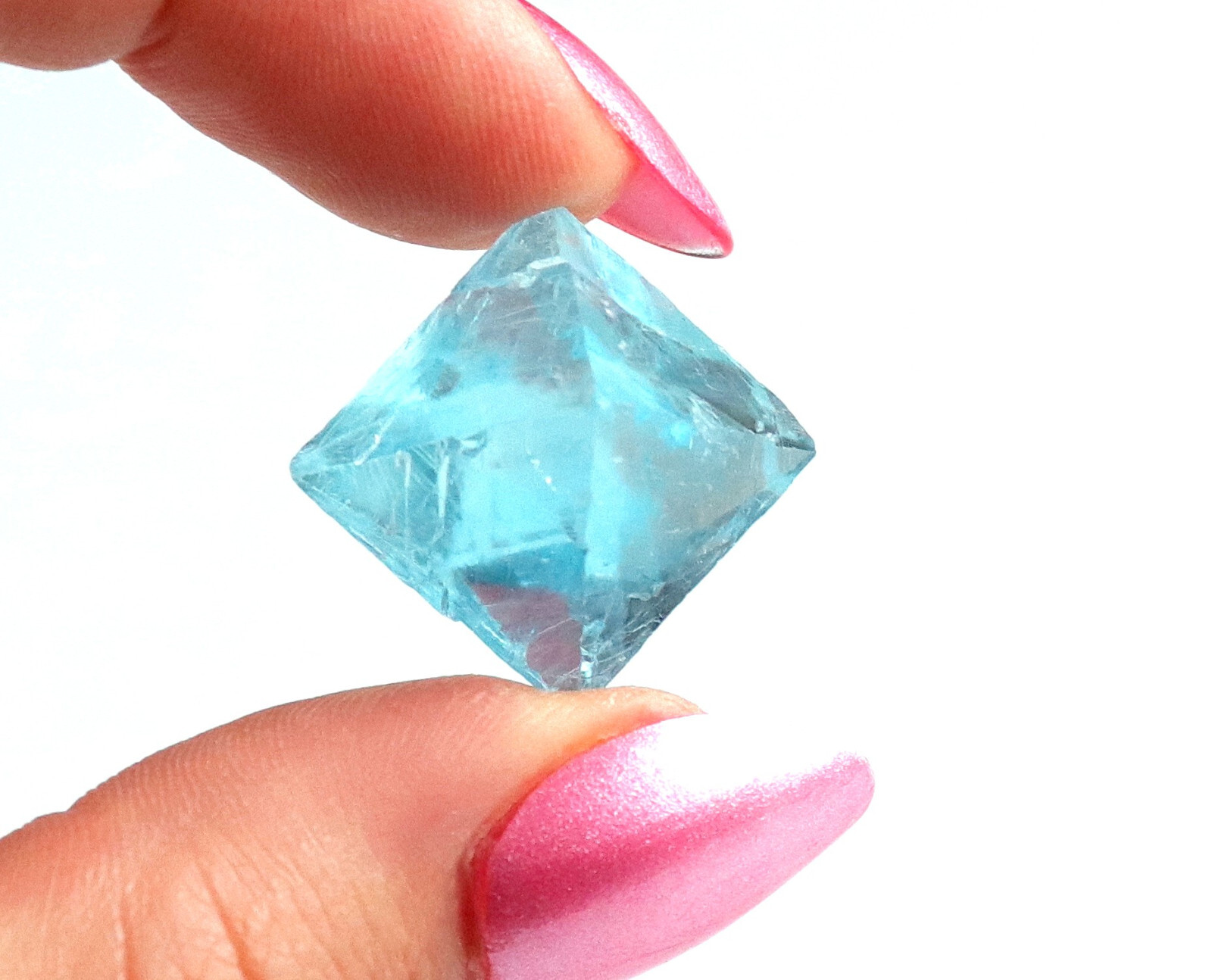 Fluorite Octahedron Gemmy Sky Blue Color Cave In Rock, Illinois 2.4 Cms