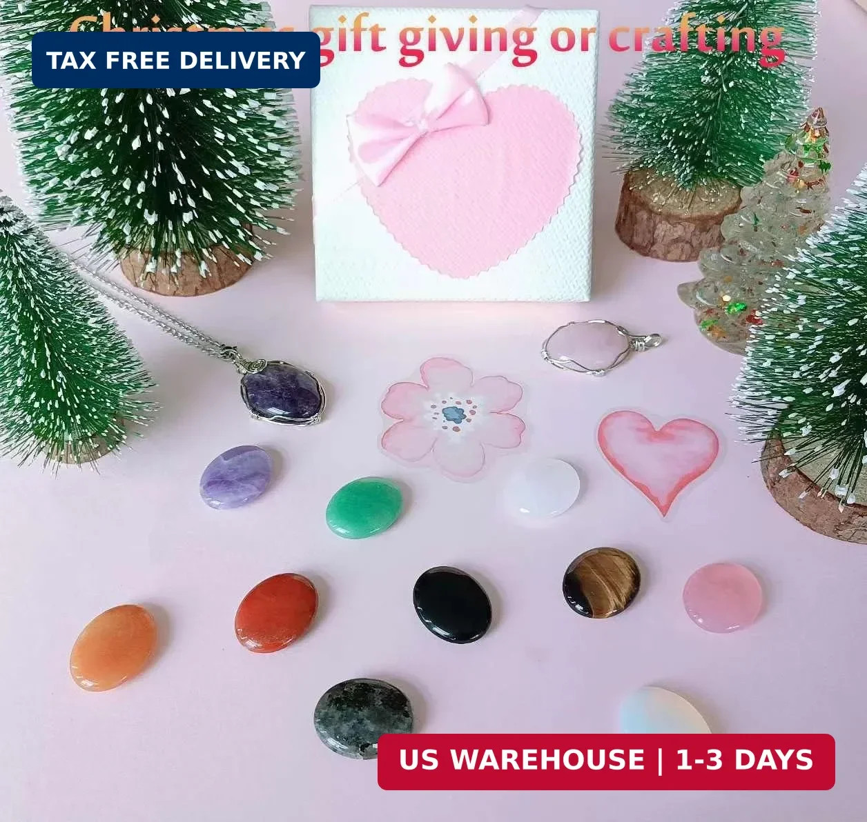 LAIDANLA 10PCS Healing Crystals Palm Stone Set Oval Crystal Amethyst Rose Quartz