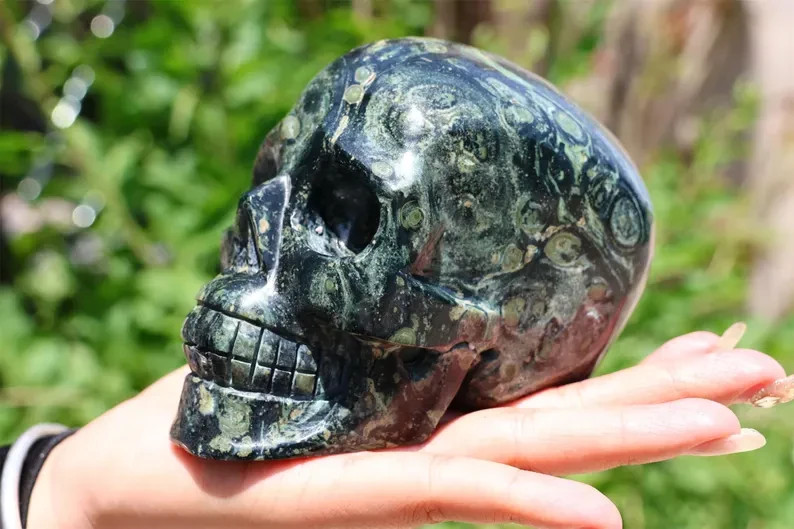 2LB+ Natural Kambaba Jasper Quartz crystal carving skull Reiki healing 1pc