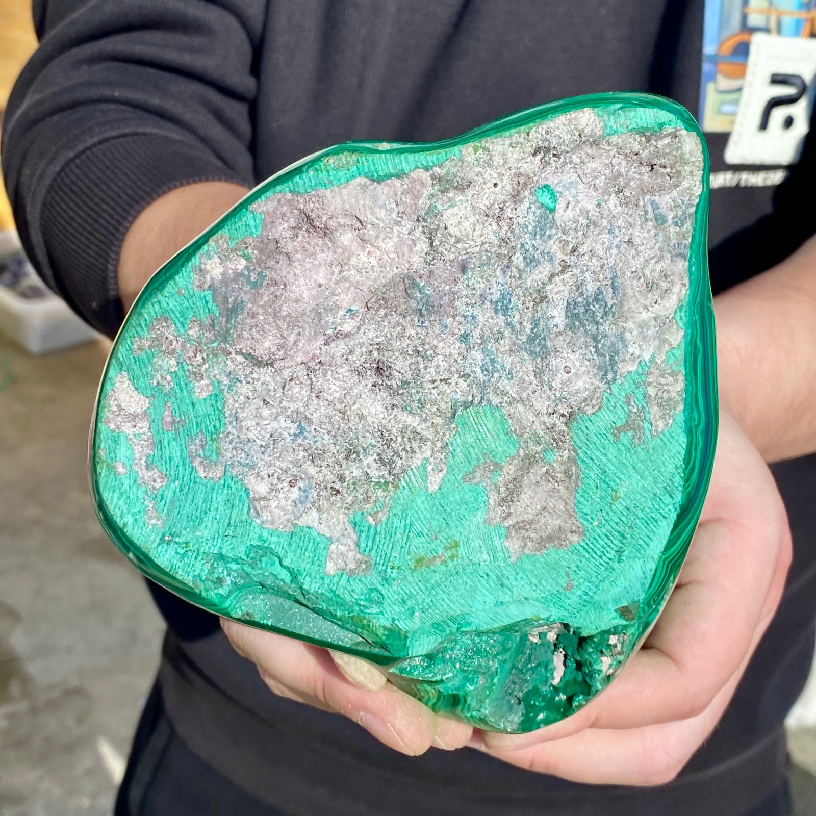 2.07LB Large Natural glossy malachite transparent cluster rough mineral sample