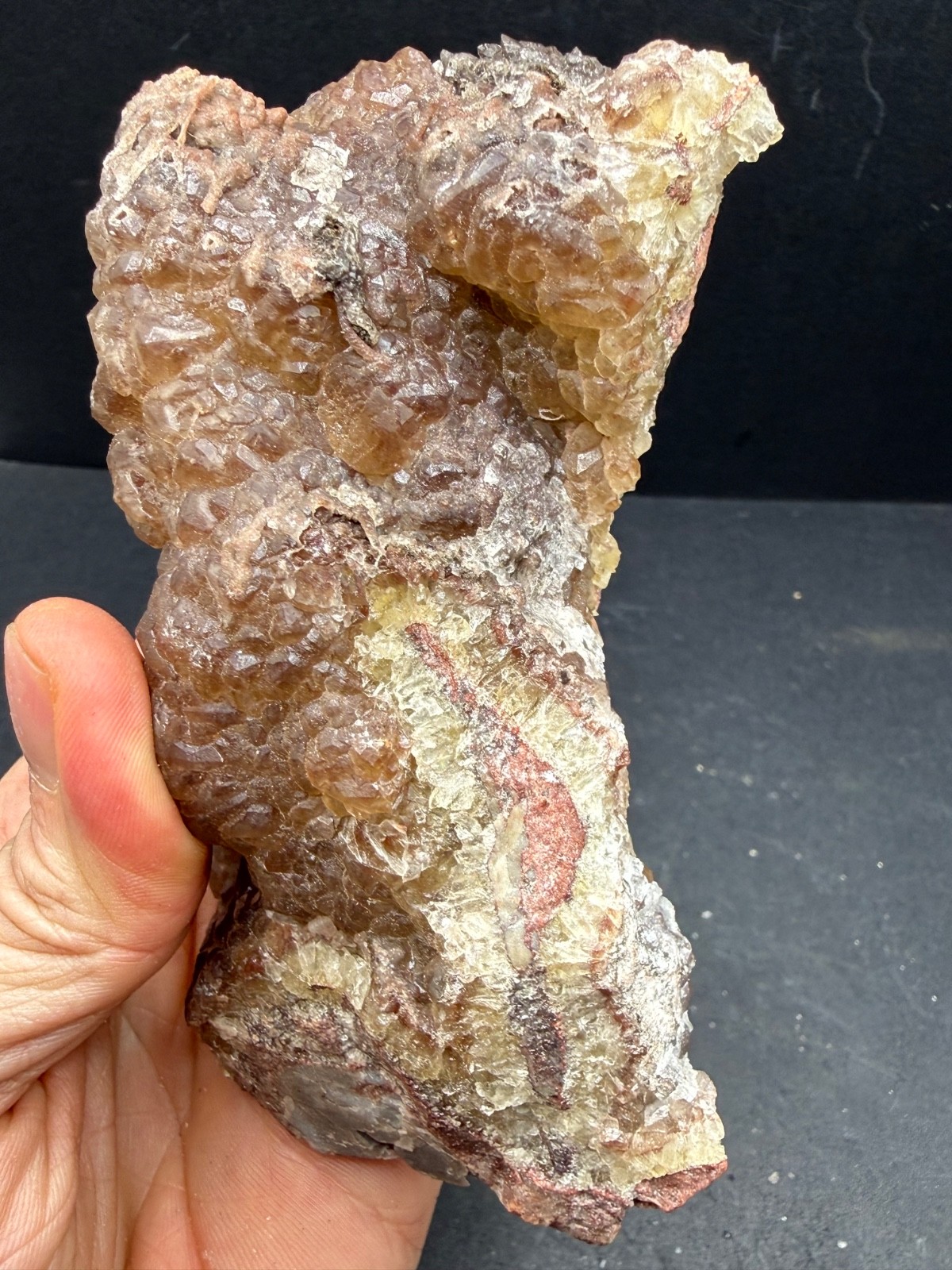 Botryoidal Red & Yellow Fluorite Calcite Natural Mineral Specimen Cluster Rough