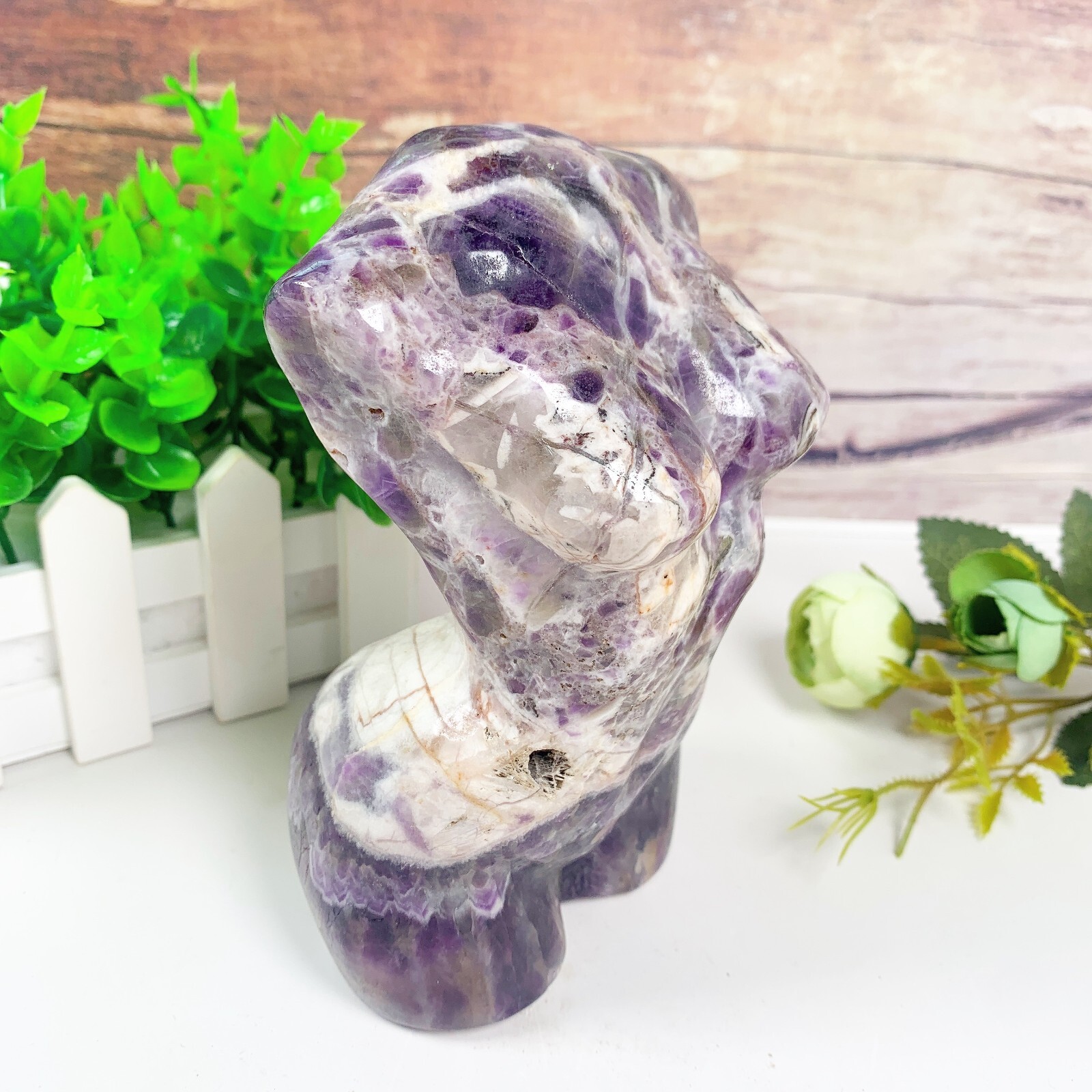 1pc Natural amethyst goddess Crystal woman body carving Home decoration