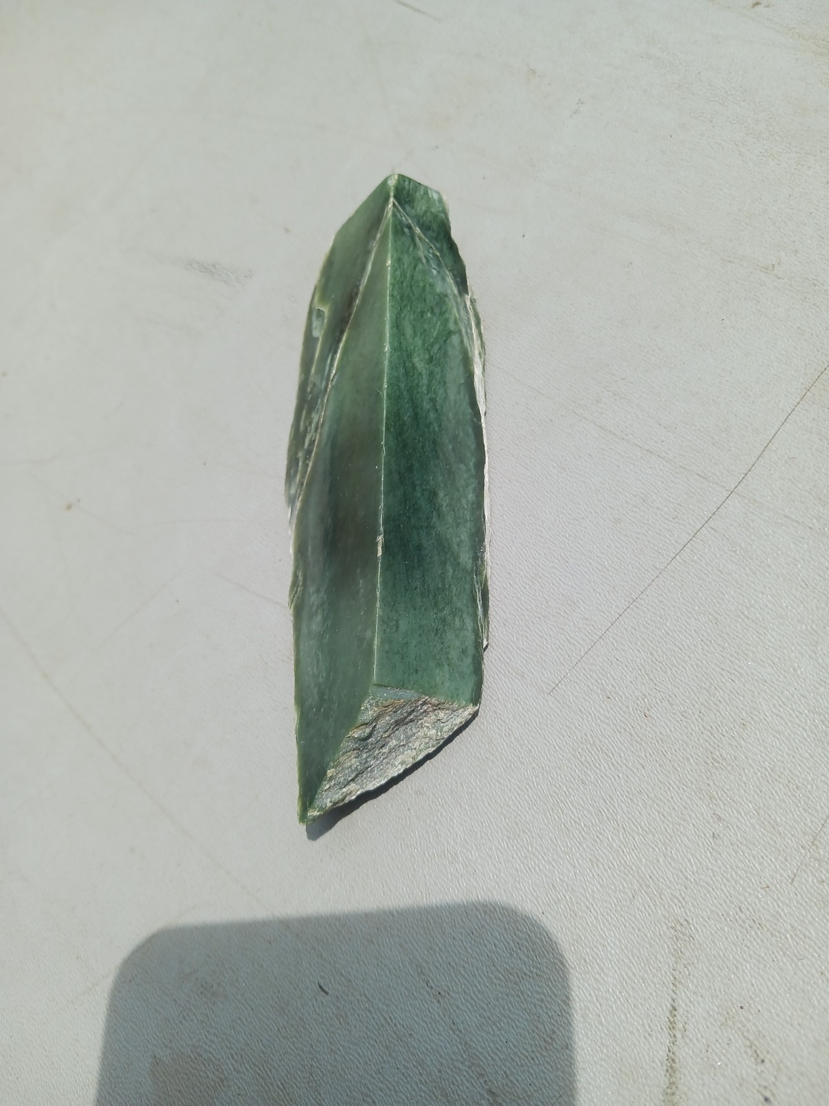 polished Green Nephrite Jade Stone Slab Wedge Shape #153g 5.25″ X 1.75″ X 1″
