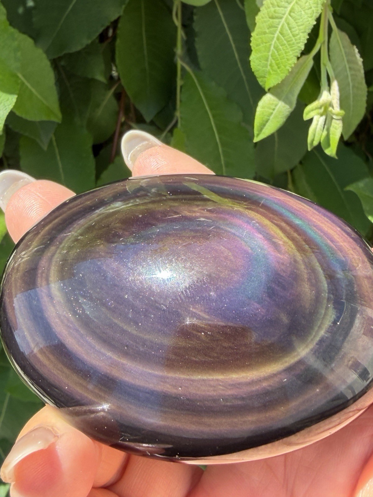 Wholesale Lot 2 Lbs Natural Rainbow Obsidian Palm Stone Crystal Healing