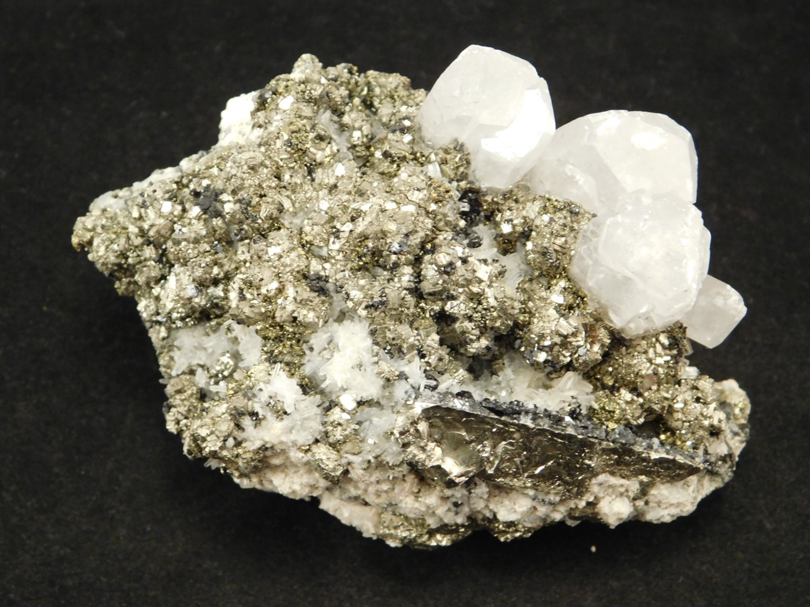 Larger! FLUORESCENT Calcite CRYSTAL Cluster on PYRITE Peru 261gr