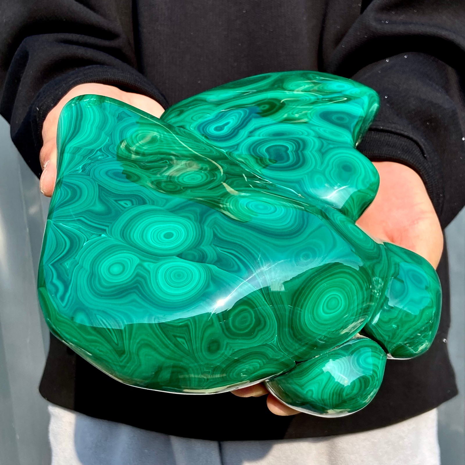 11.4LB Large Natural glossy malachite transparent cluster rough mineral sample