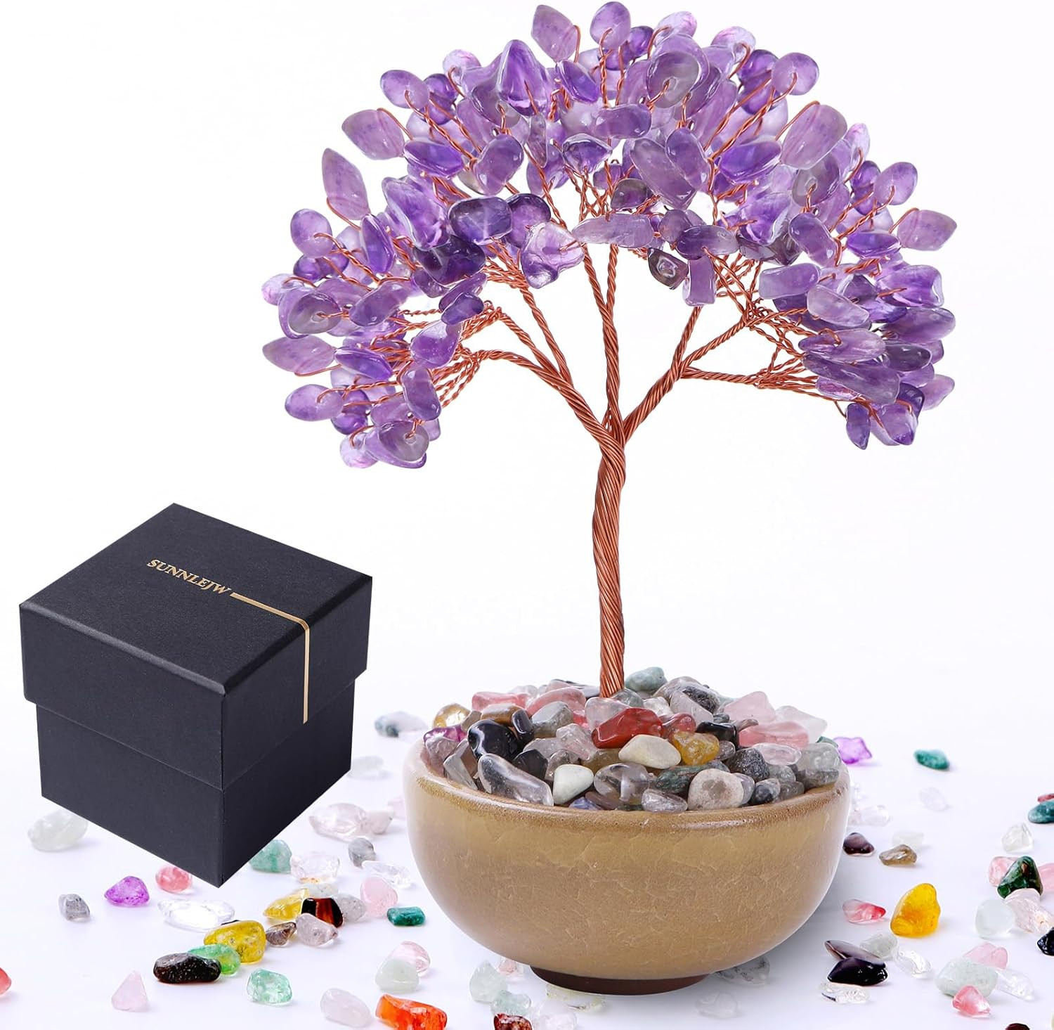 Amethyst Crystal Tree of Life, Chakra Tree Gifts for Women Purple Room Decoratio