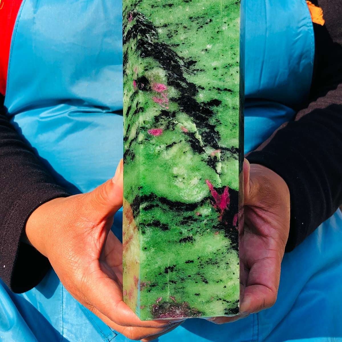 5.25LB Large Natural Red Green Treasure Obelisk Crystal Wand Point Healing