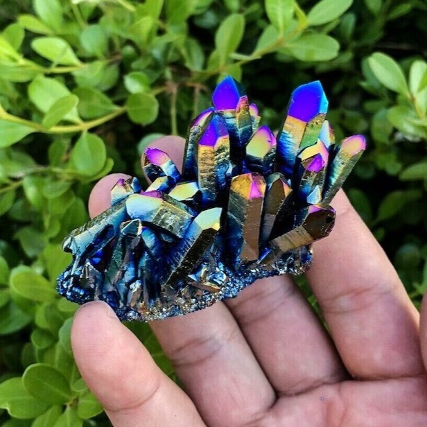 80-100g Titanium Aura Rainbow Quartz Crystal Multicolor Cluster Healing Gifts