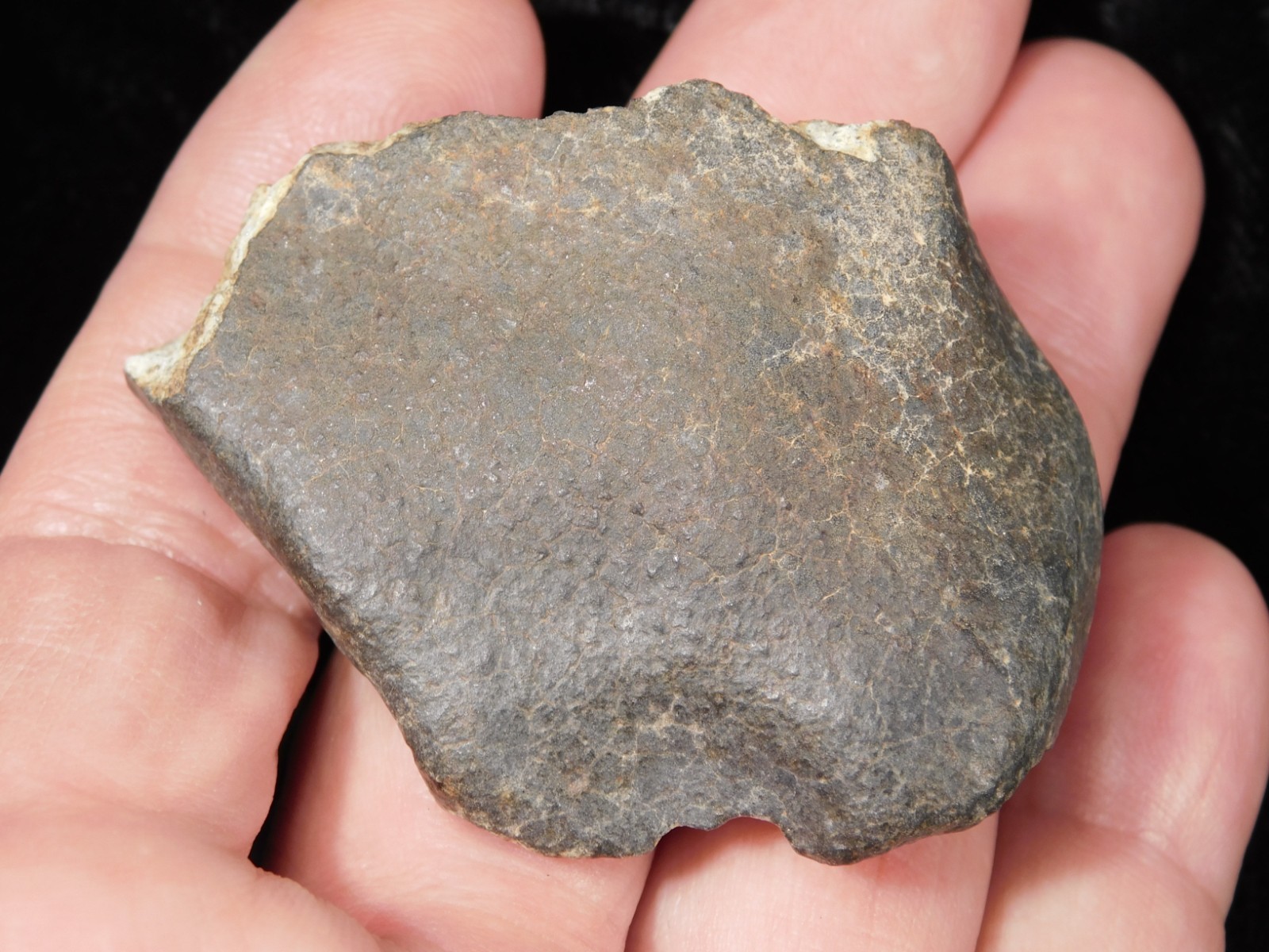 Stony METEORITE with DARK Fusion Crust and Contraction CRACKS 70.2gr