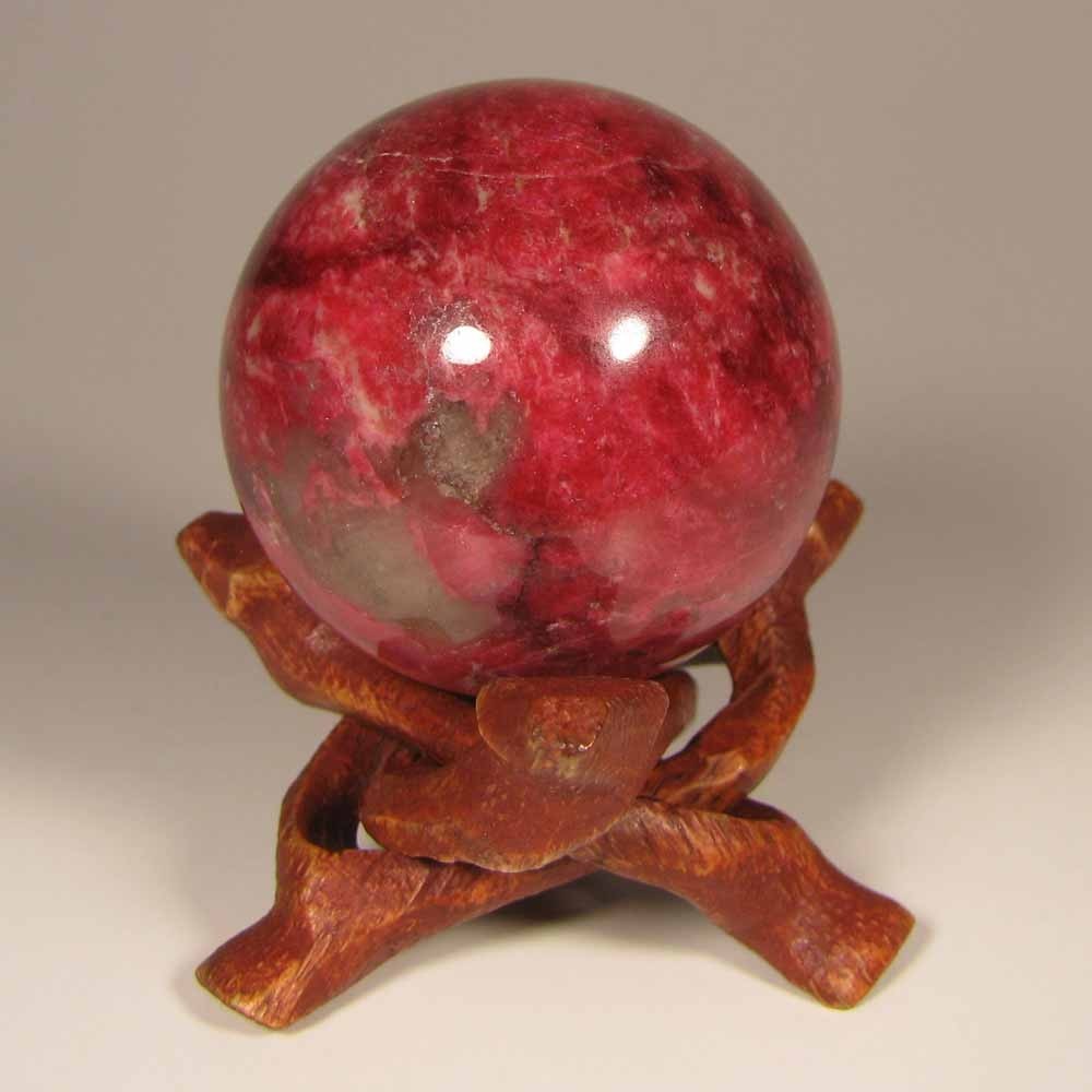40mm Rare Pink THULITE Gemstone Sphere Ball w/ Stand – Trondheim, Norway