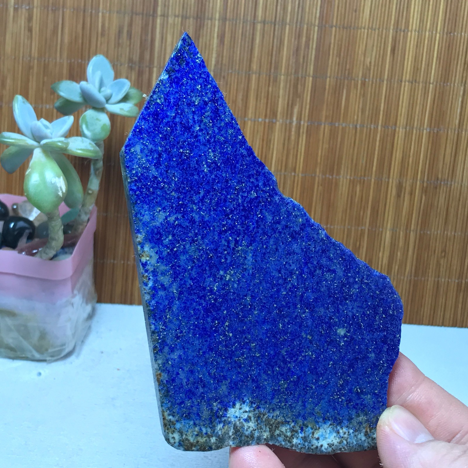 118-79-6mm Natural Lapis lazuli slice Crystal gemstone Polish/rough 104g A2860