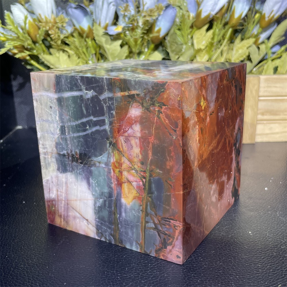 6.9LB 4.1″ A++Natural Creek Jasper Cube Square Crystal Quartz Energy Decor