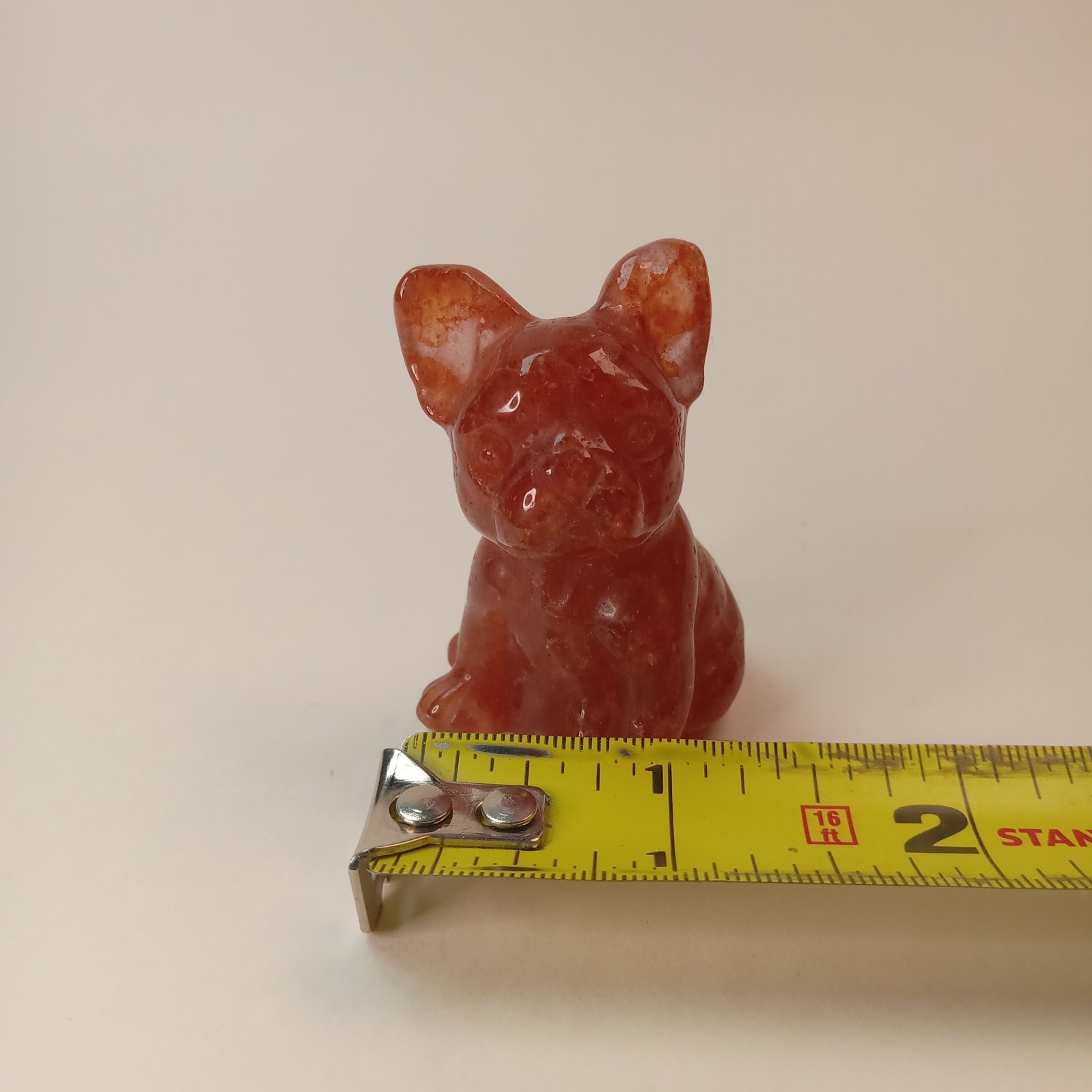 French Bulldog Carving in Golden Healer Quartz 54g Crystal Figurine I8