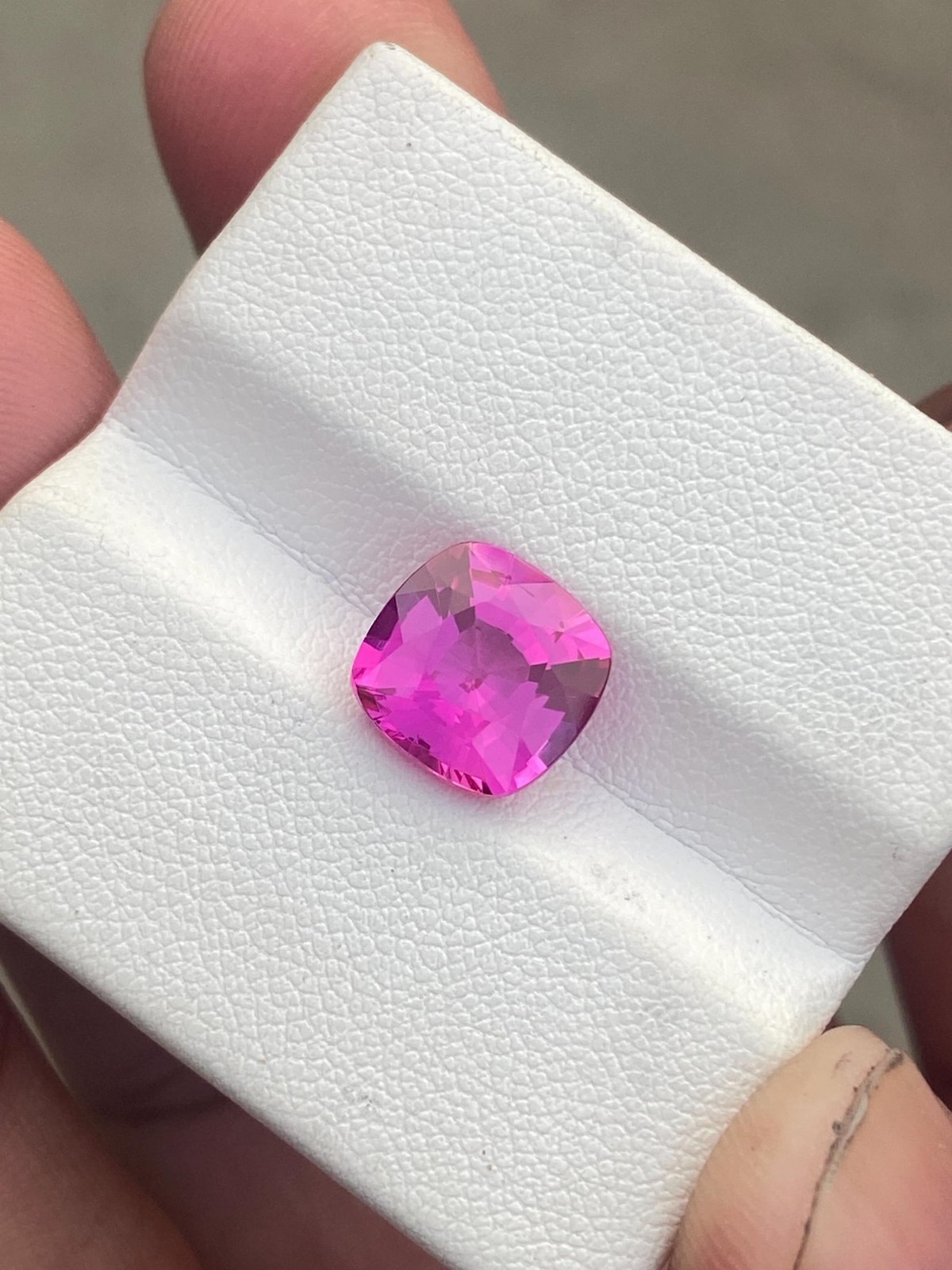 6 Ct Lab Grown Purplish Sapphire, 10x10mm Cushion Cut Loose Gemstone .