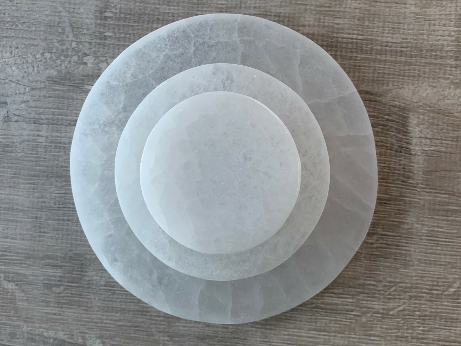 Polished Selenite Circle Charging Plate for Crystal Cleansing, Size 3″, 4″ & 6″
