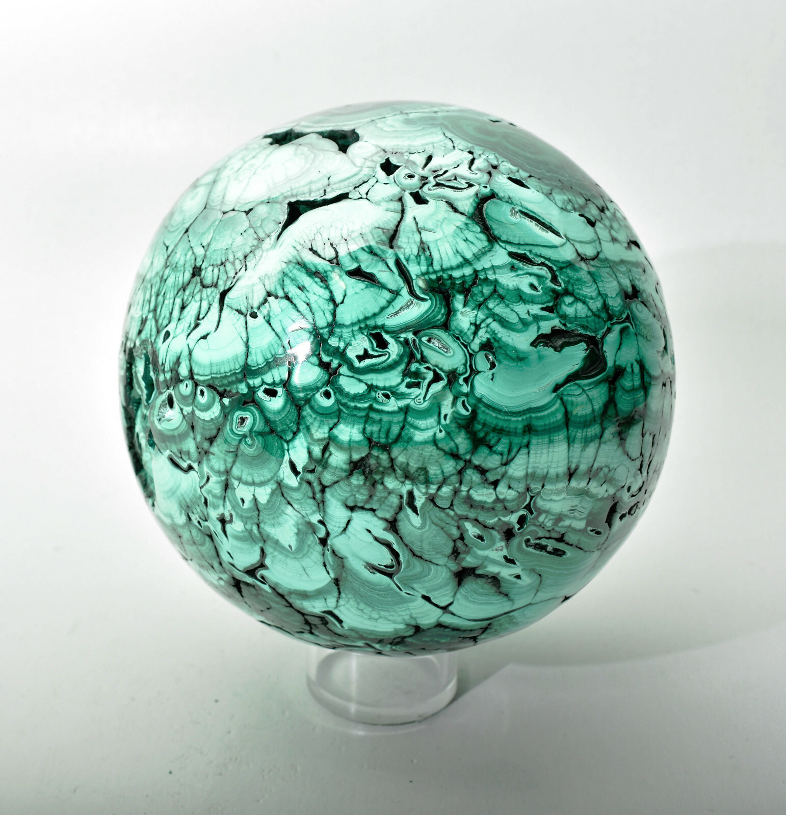 5.31″ Beautiful POLISHED MALACHITE SPHERE With Stand – No Filler Congo E565