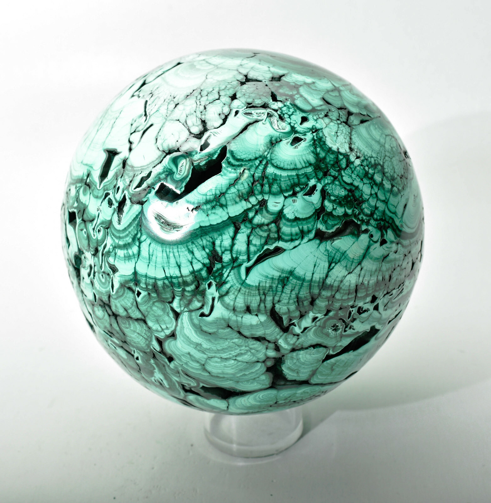5.31″ Beautiful POLISHED MALACHITE SPHERE With Stand – No Filler Congo E565