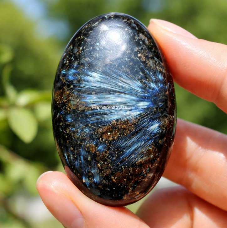 Arfvedsonite Crystal Palmstone Worry Stone Energy Balance Healing & Relaxation