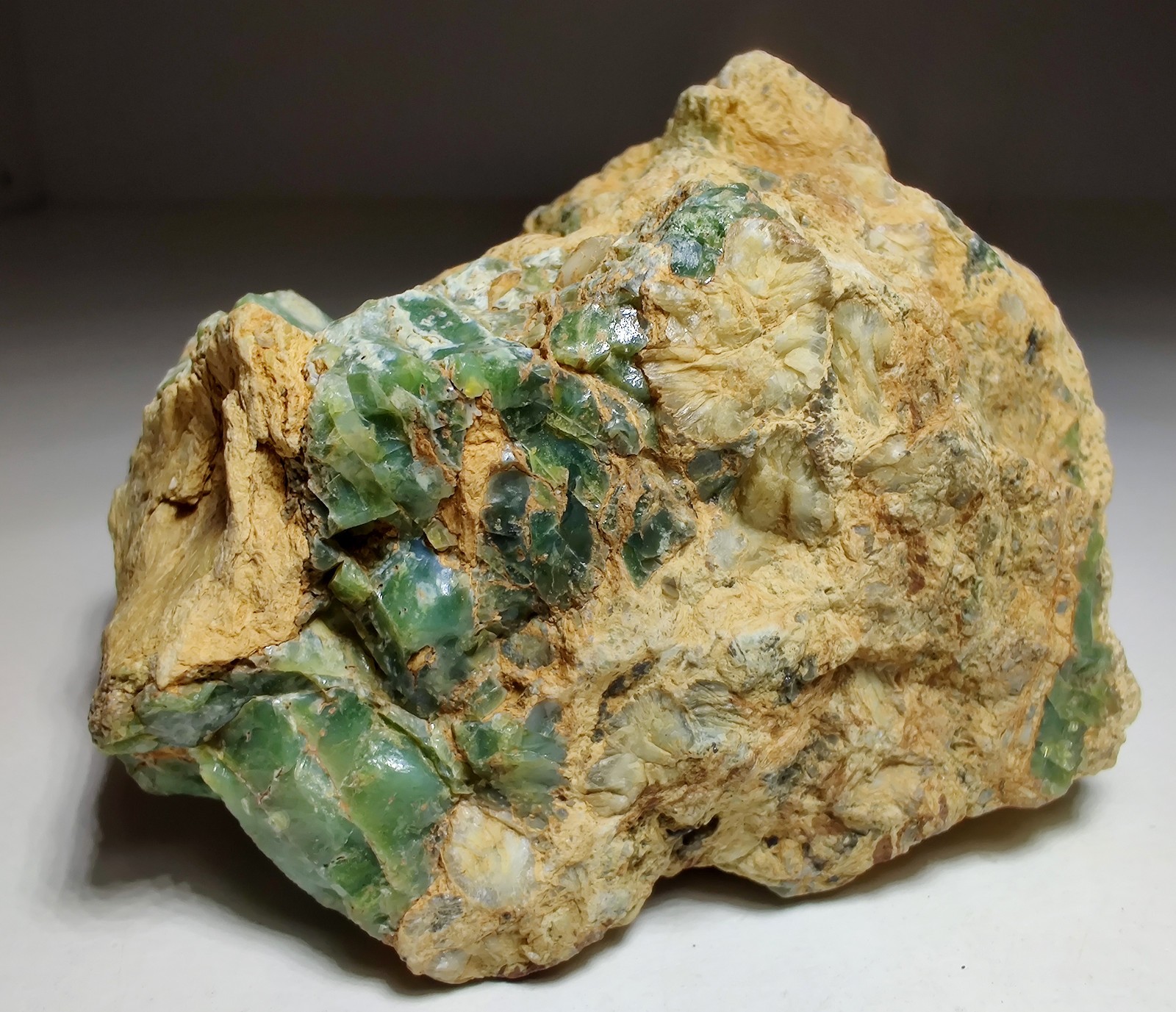 Opal on Sepentine with Magnetite, UV. San Benito, California. 213 grams.