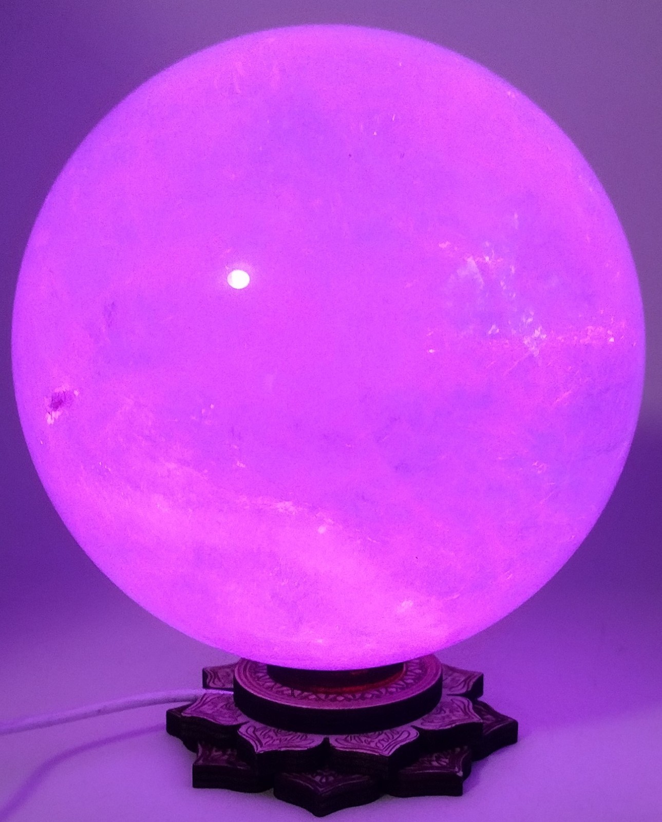 LED Crystal Sphere Display Base Color Changing Lotus Mandala Light Stand USB