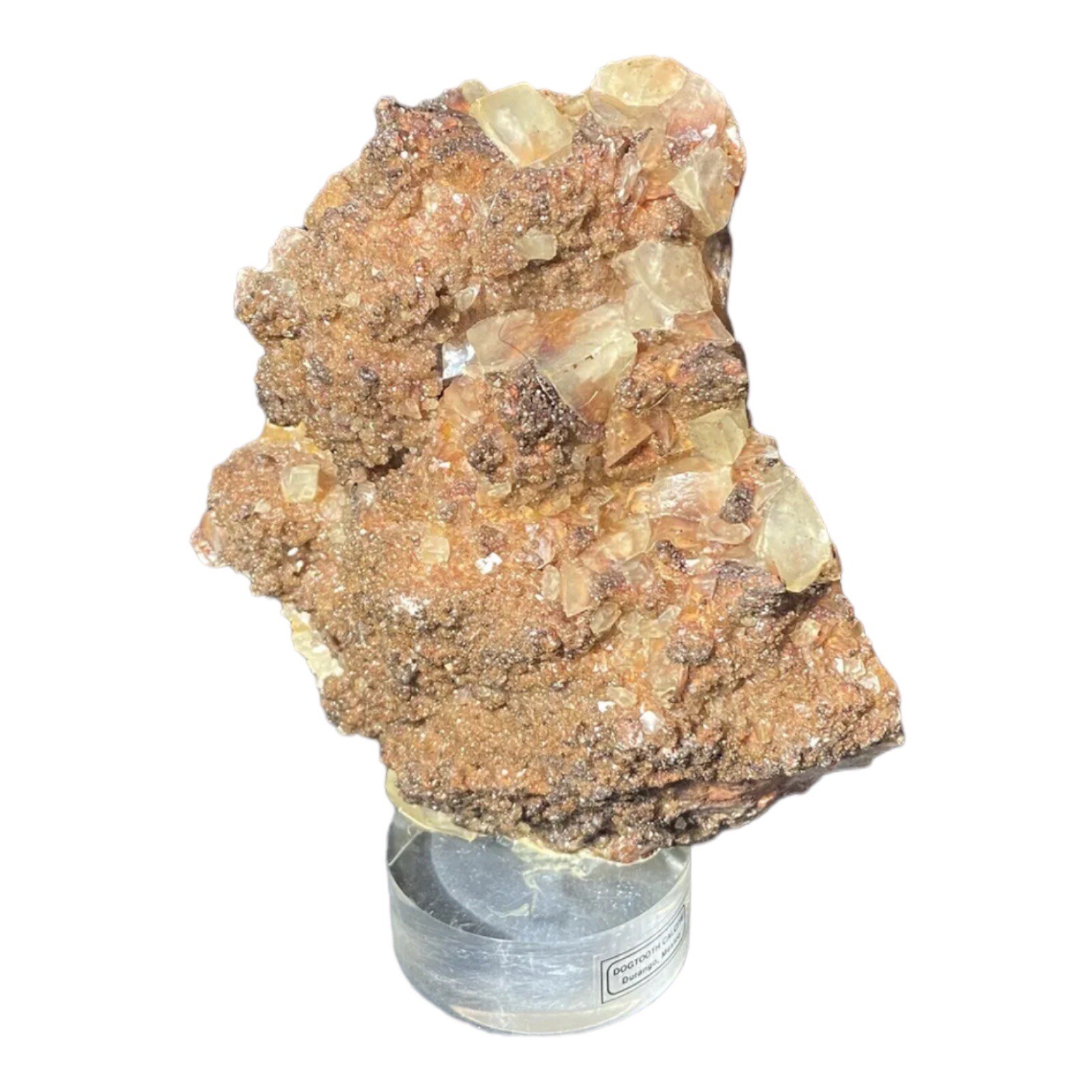 DOG TOOTH CALCITE SCULPTURE LUCITE BASE Crystal Specimen on Lucite