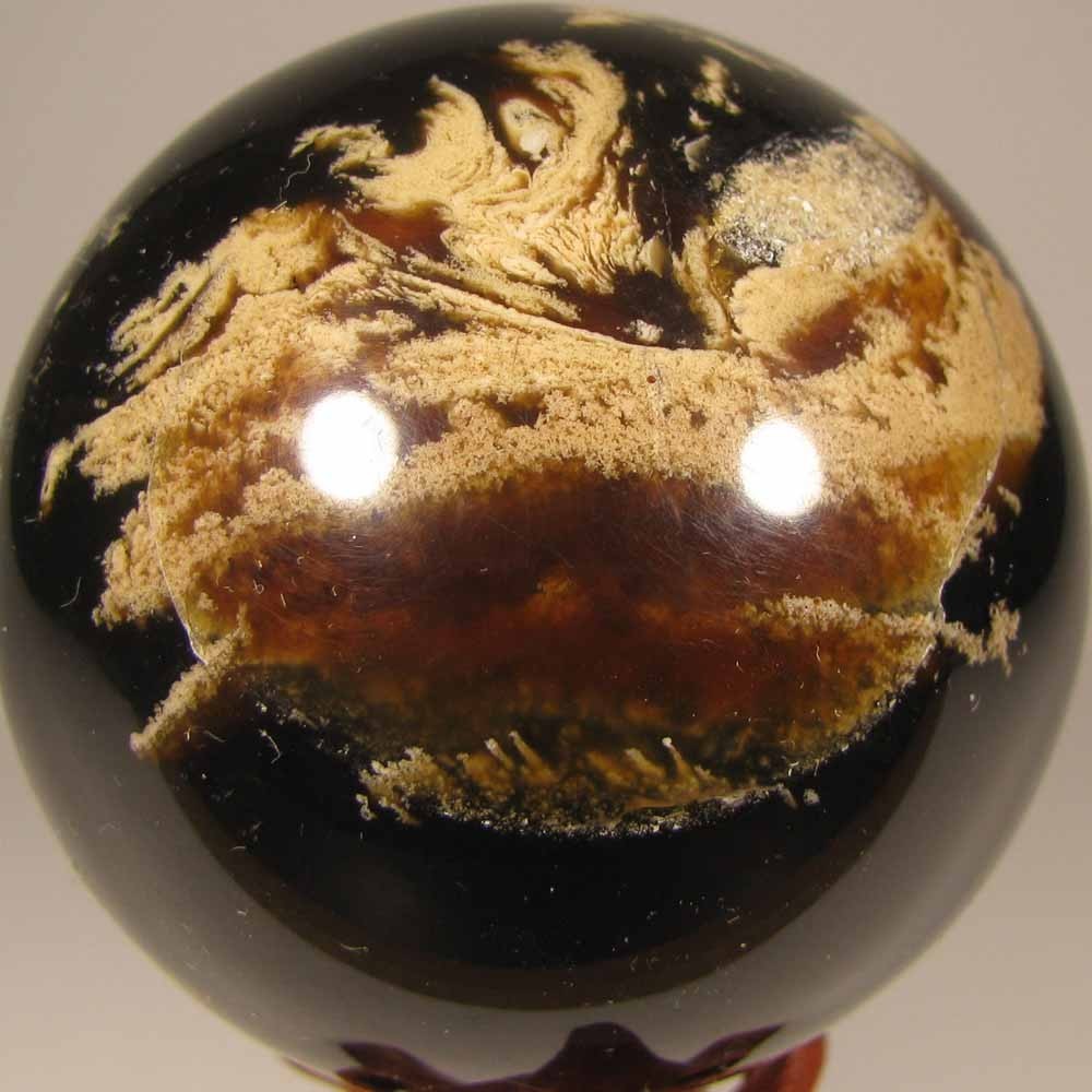 2.5″ Natural FOSSIL AMBER Polished Sphere w/ Stand – Sumatra, Indonesia – 65mm