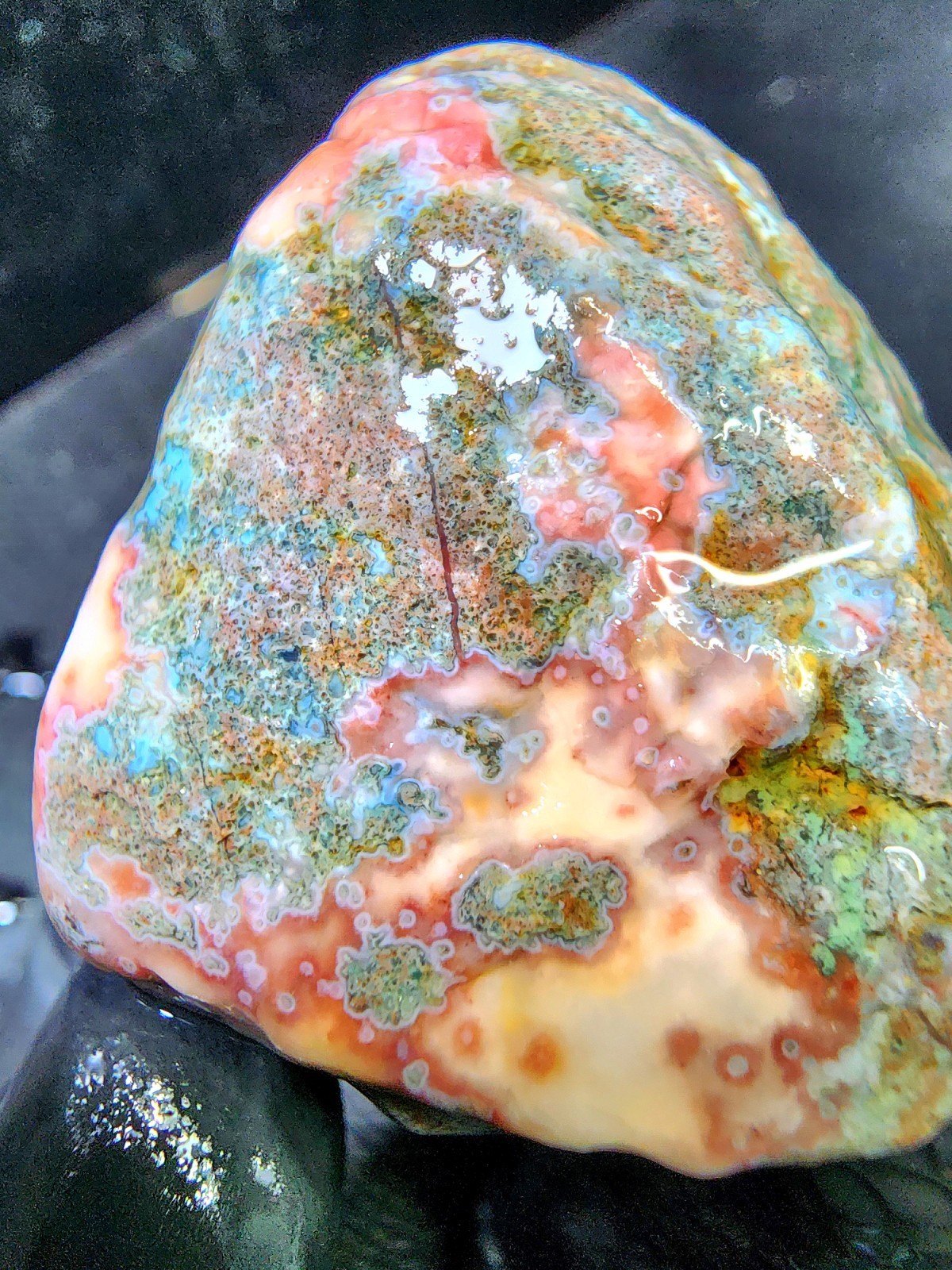Rare Lake Superior Orbicular Moss Agate – Pink Blue & Green Chalcedony – 2.0 oz