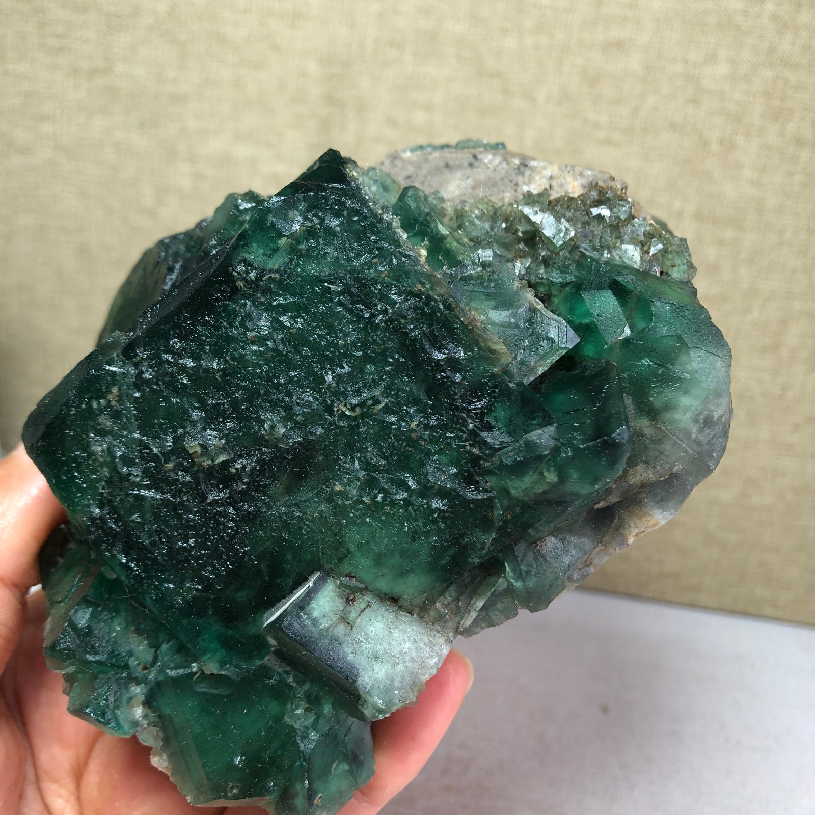 681g NATURAL Green Cubic FLUORITE Crystal Cluster Mineral Specimen A4721