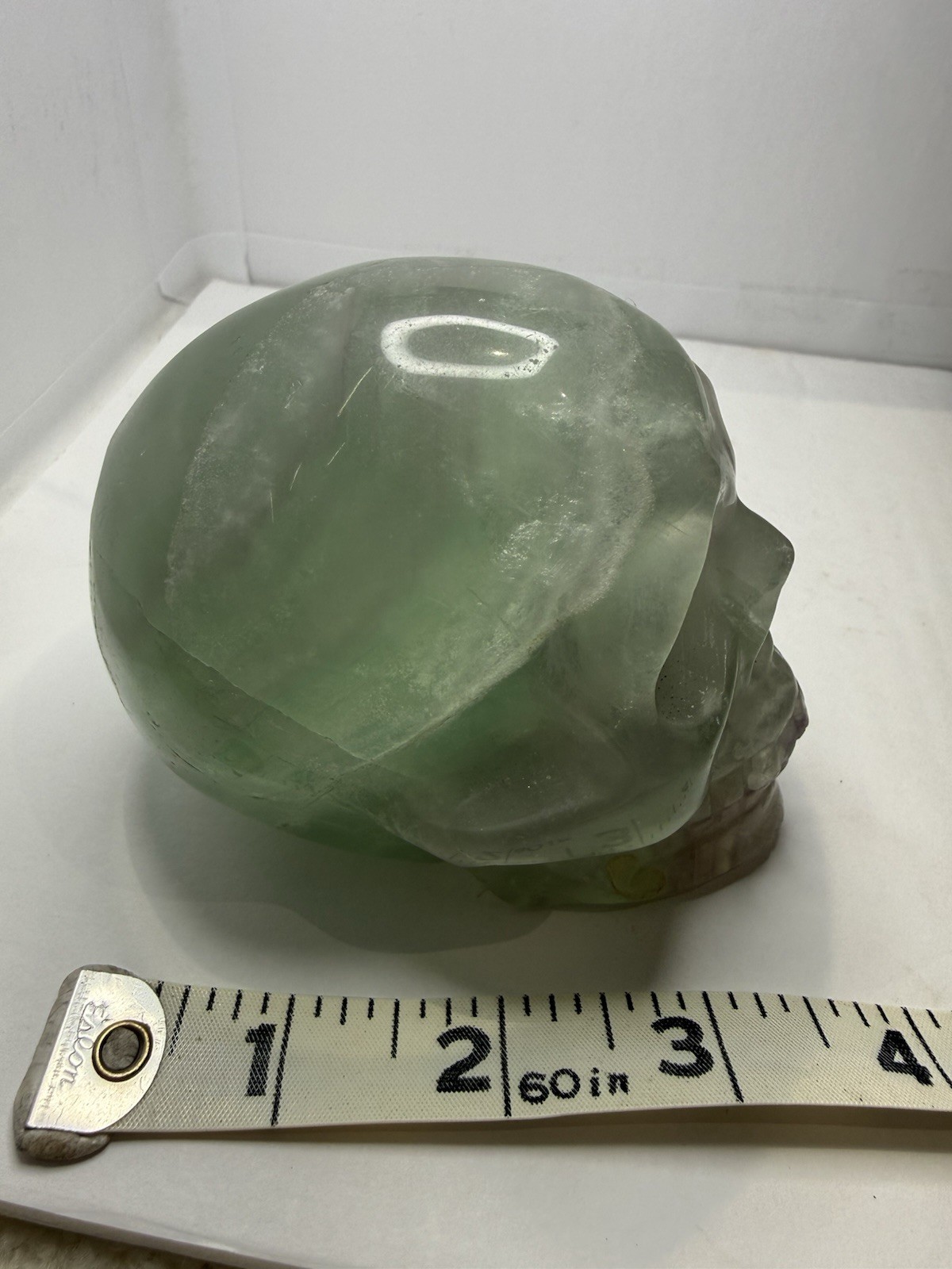 Large Natural Green And Purple Fluorite Crystal Carved Polished Skull 1lb 13oz