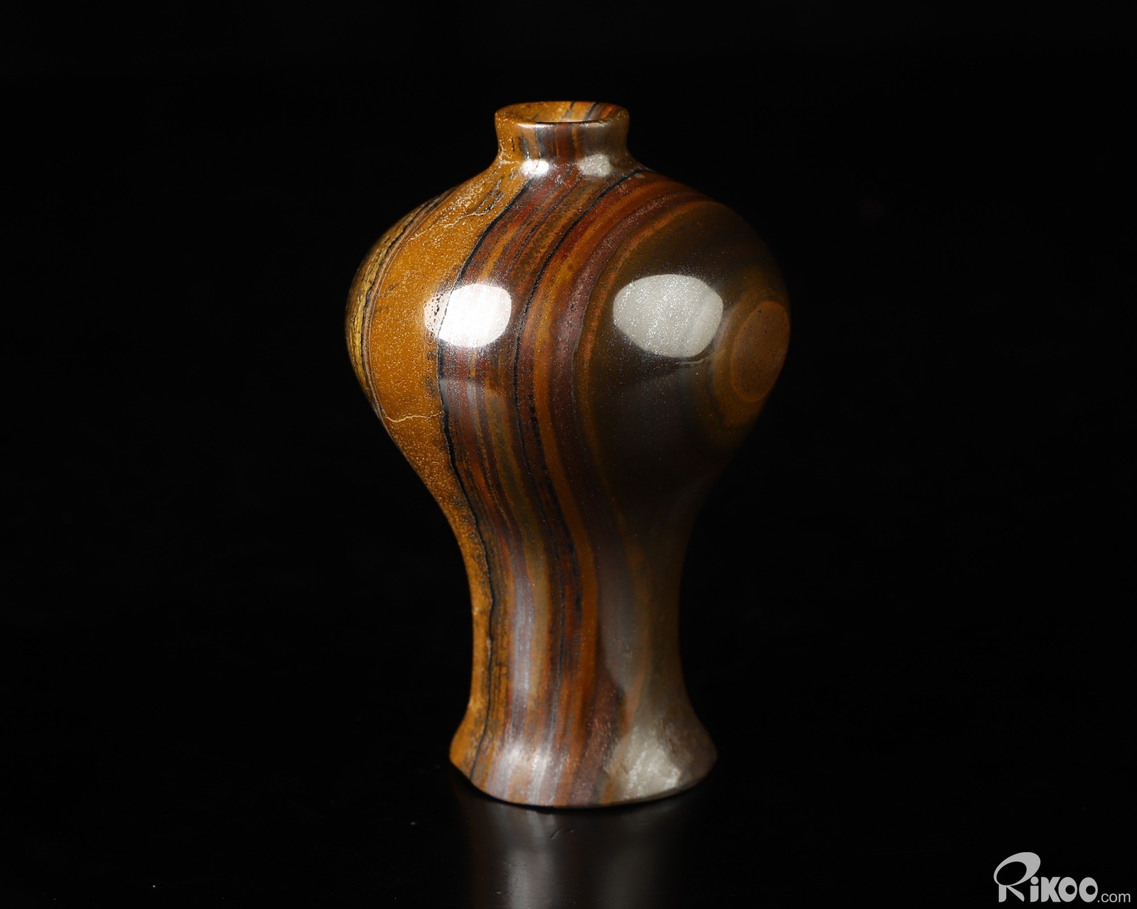 3.0″ Tiger Iron Eye Hand Carved Crystal Vase Sculpture, Crystal Healing