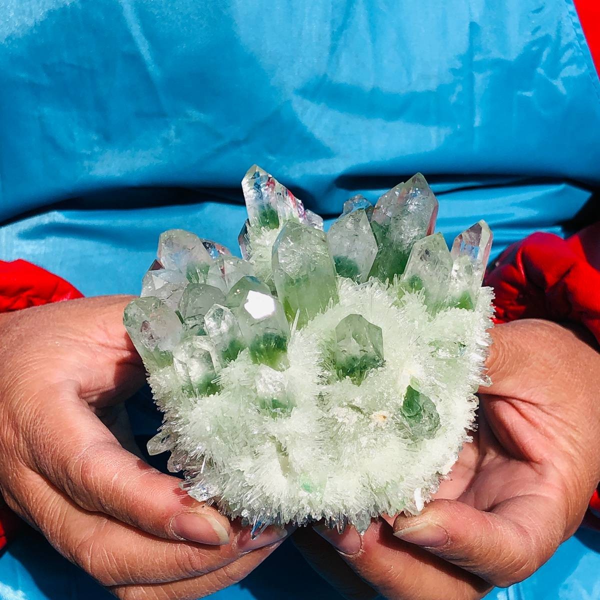 2 piece Lab-Grown Green Crystal Clusters Healing Energy Home Decor 2.61LB