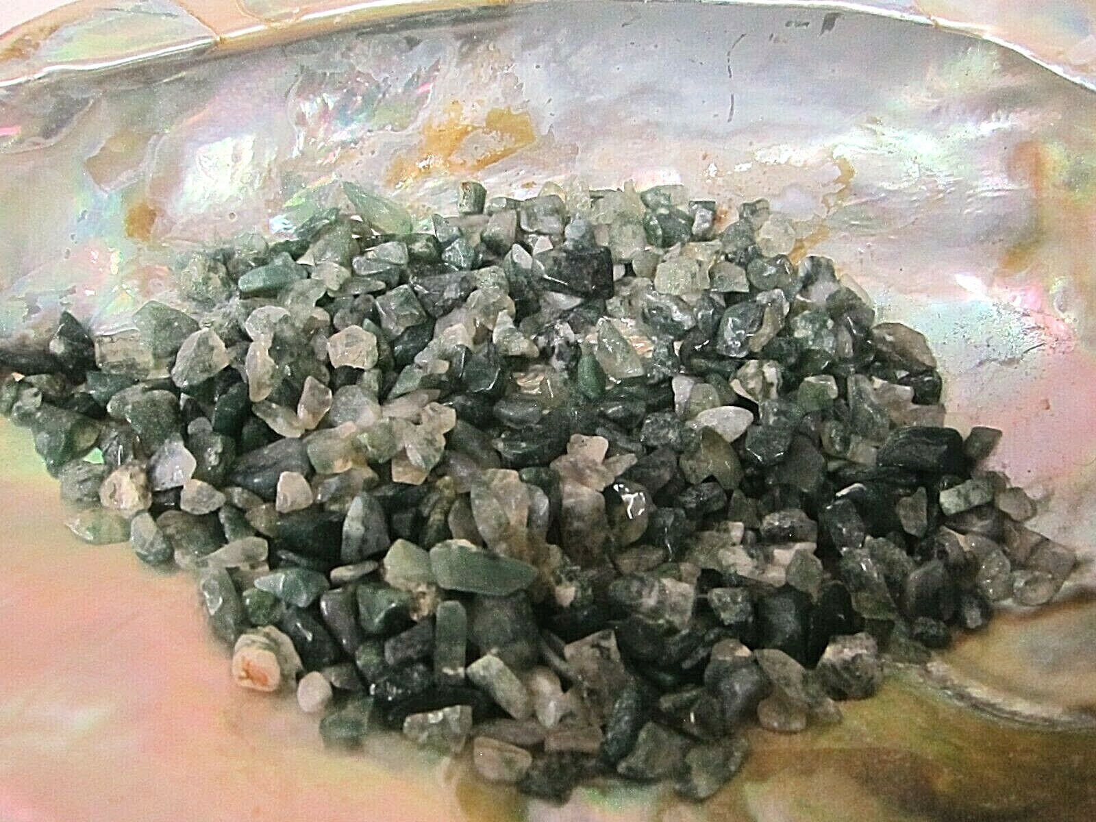 4 ounces Moss Agate Chips Grade A 5-10mm Reiki Healing Crystal Nature Spirits