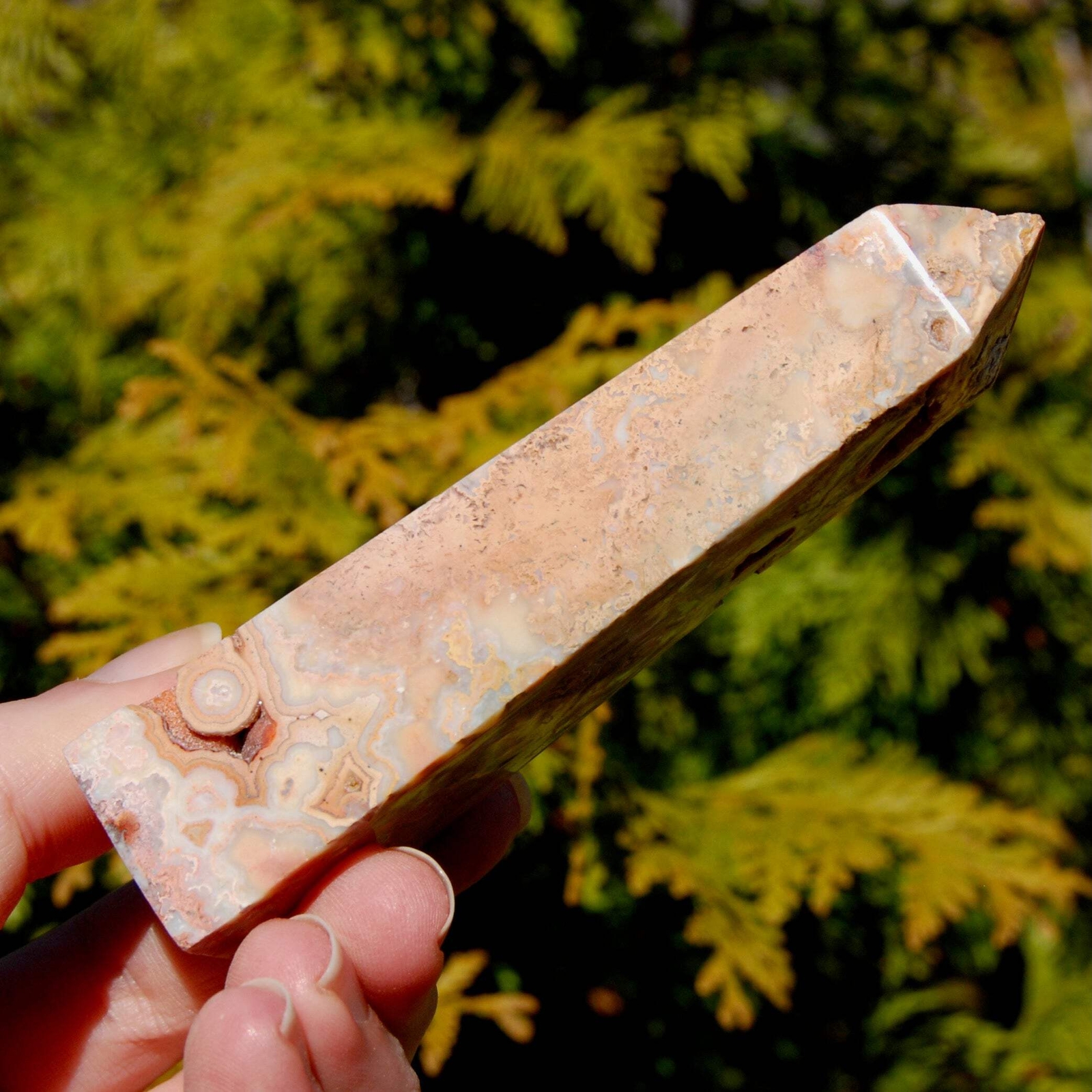 4.25in 117g PINK Crazy Lace Agate Druzy Crystal Tower, Indonesia