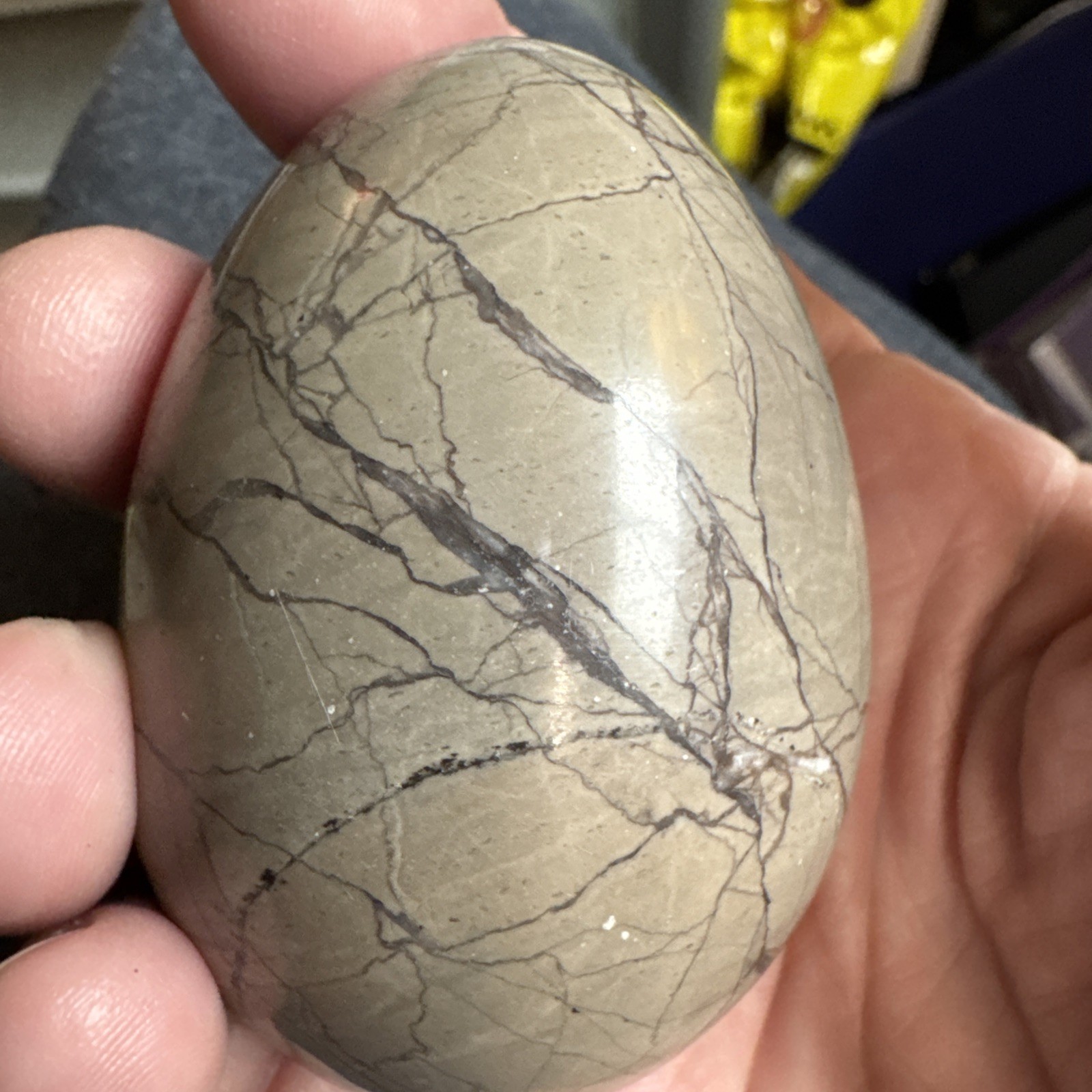 Alabaster Egg Hand Carved Stone Marble Figurine Made in Italy 2 3/8″ inch