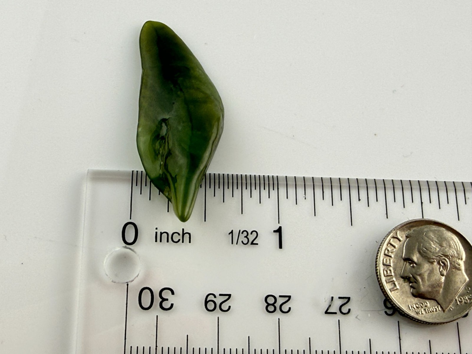 Polished Freeform African Jade Piece Specimen 4.6g Weight 1 5/8 Inch Max Length