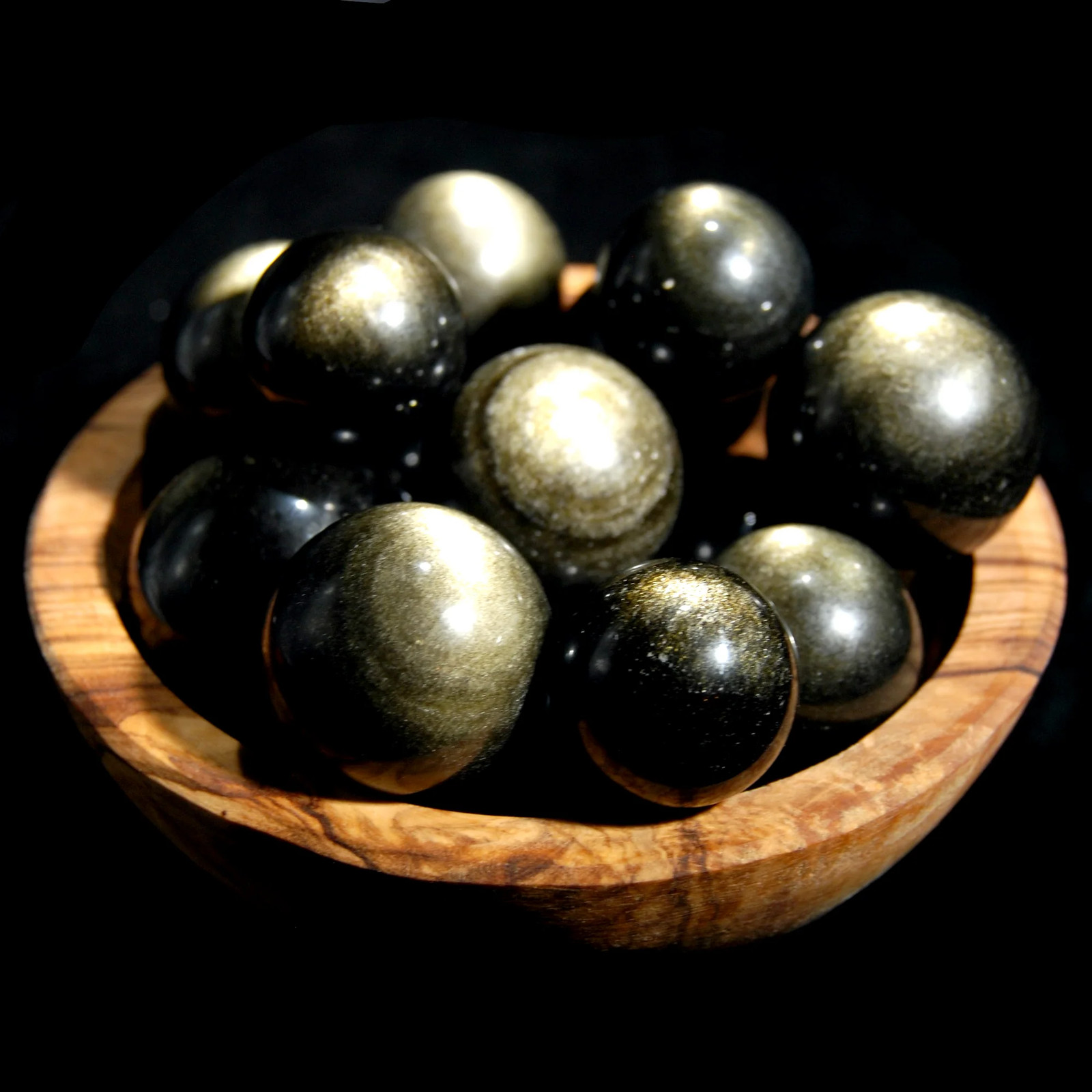 ONE Small Gold Sheen Obsidian Crystal Sphere, Super Flashy 20mm to 40mm